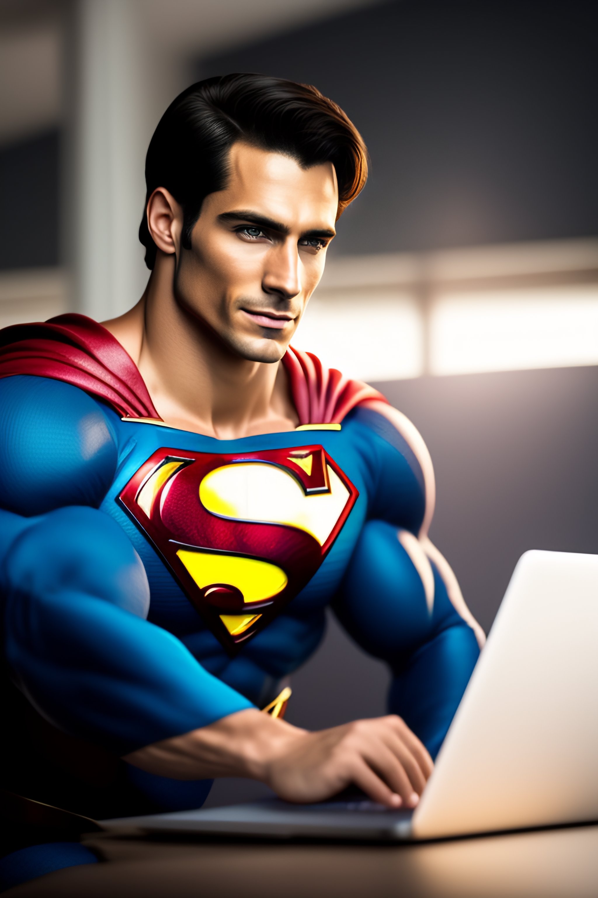 Lexica - It guy with a laptop in a superman costume and posture