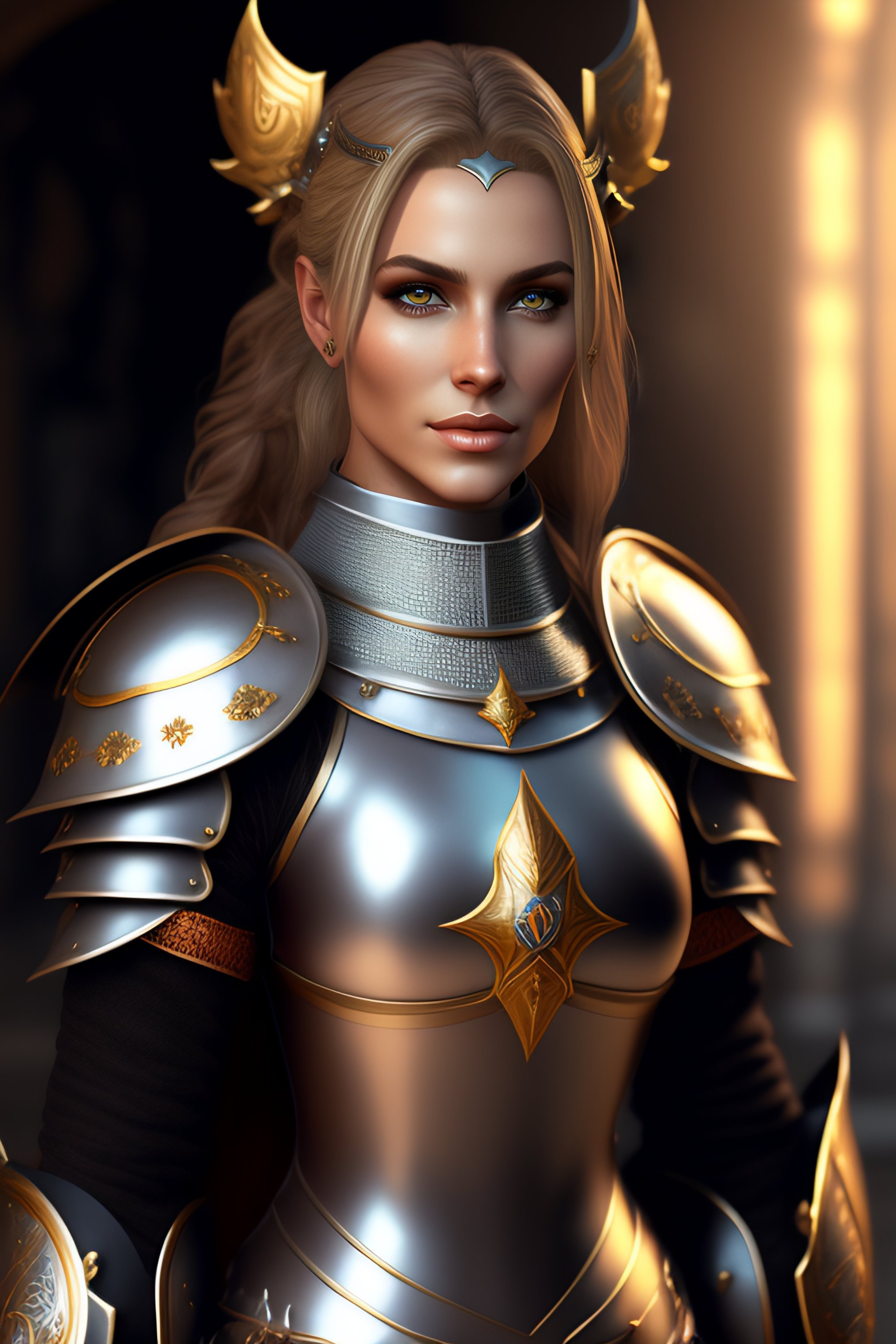 Lexica - Portrait of a female knight, cute, metal bikini, really nice ...