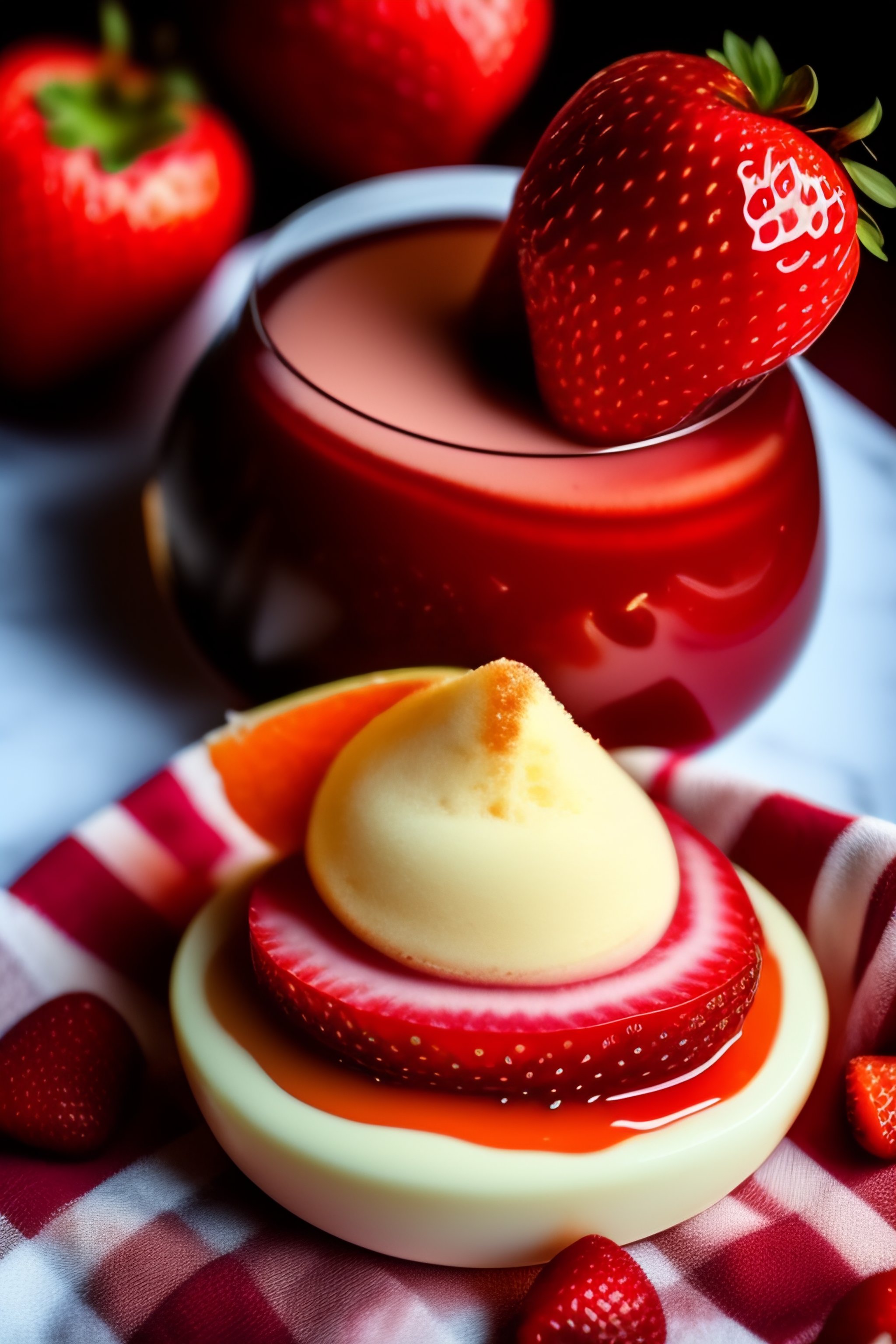 Lexica Helado De Mantecado Con Fresas Y Sirope De Caramelo