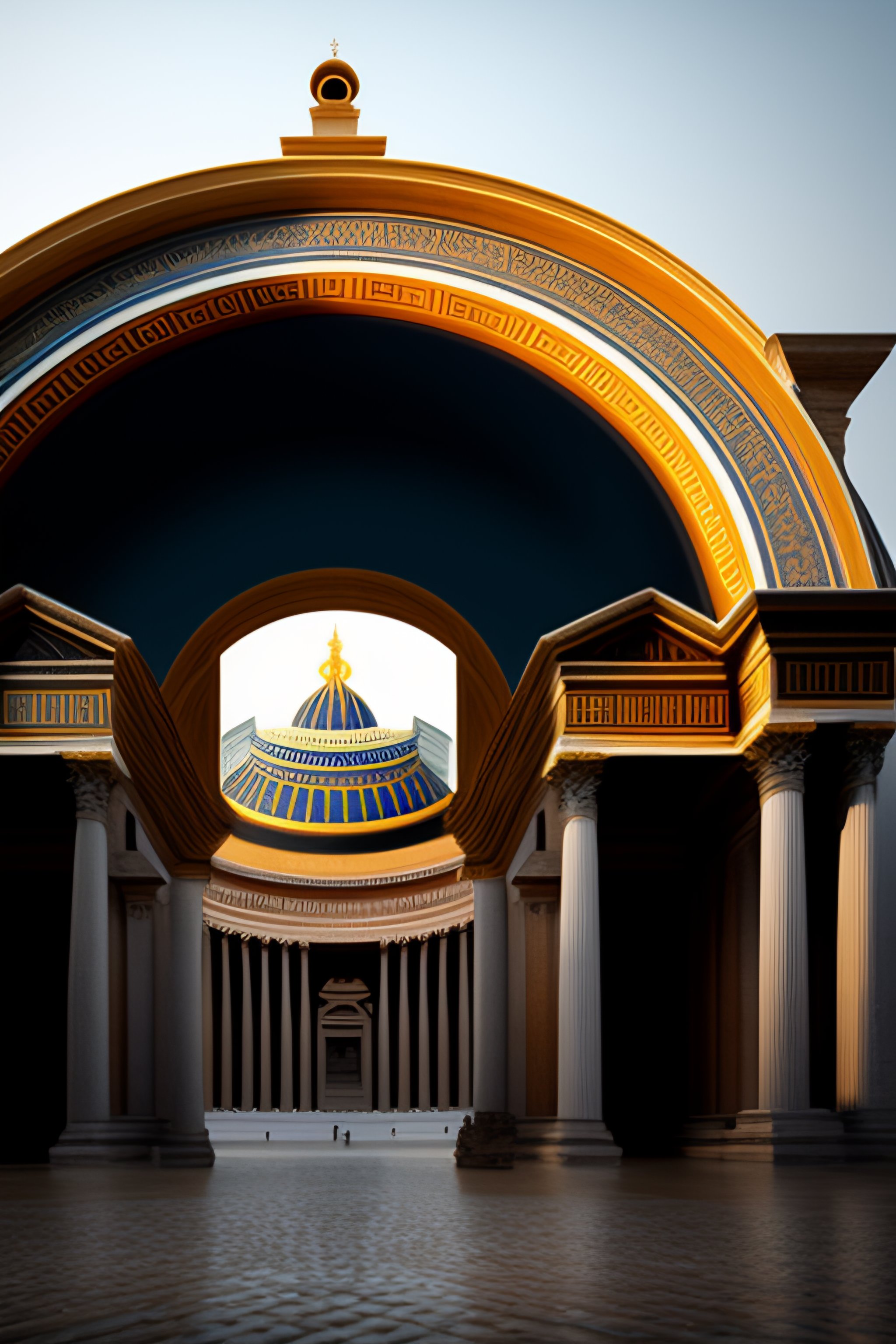 Lexica - Circular Icon of Rome's Pantheon in a three-dimensional style
