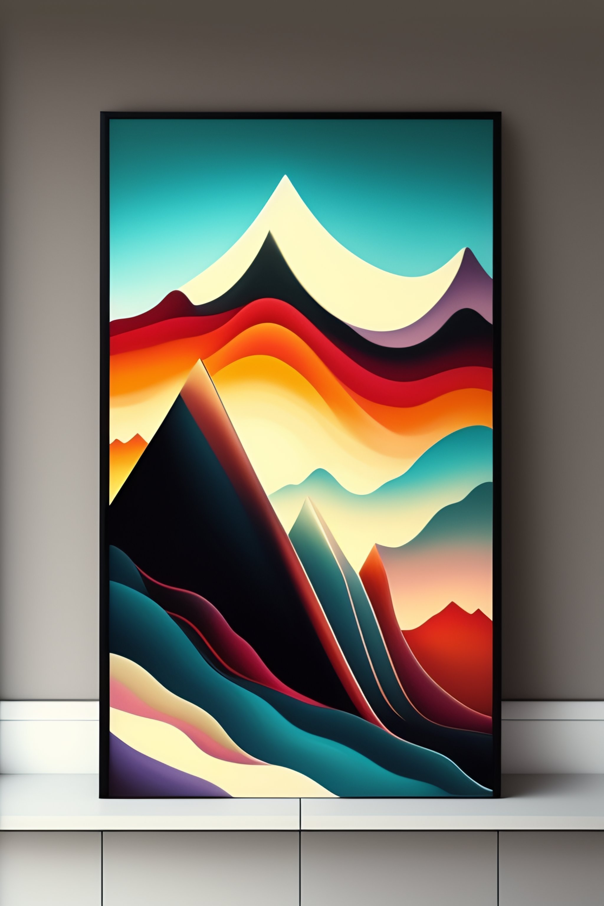 Lexica - Abstract painting oil, geometrical abstract art, mountains art ...