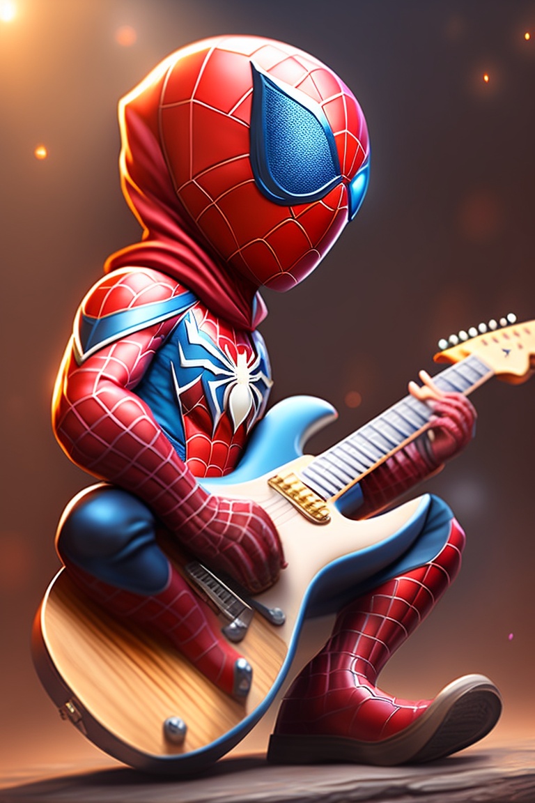 Lexica - Spiderman playing guitar in a show