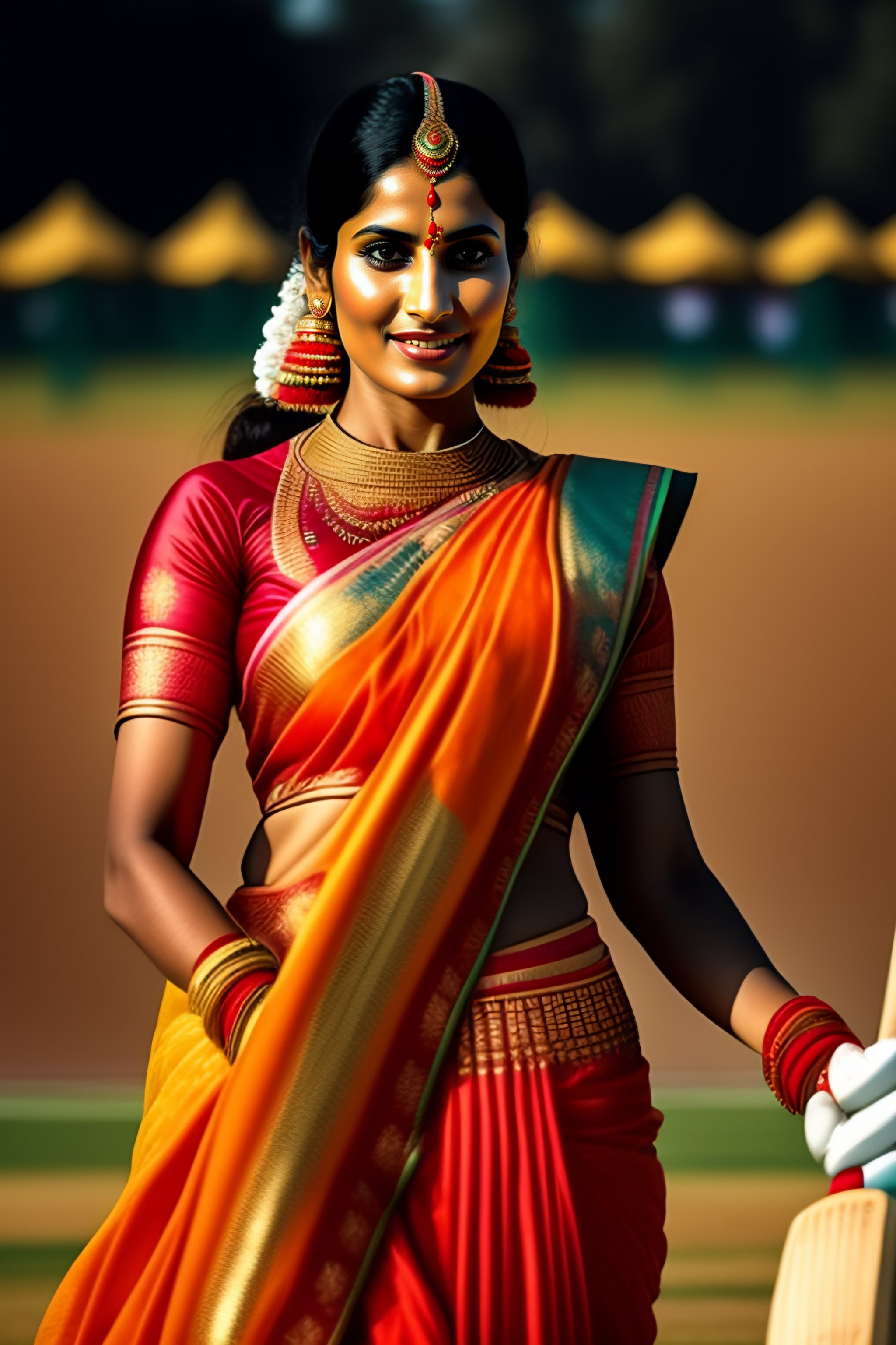 Lexica - Indian Hindu Punjabi female wearing traditional dress playing ...