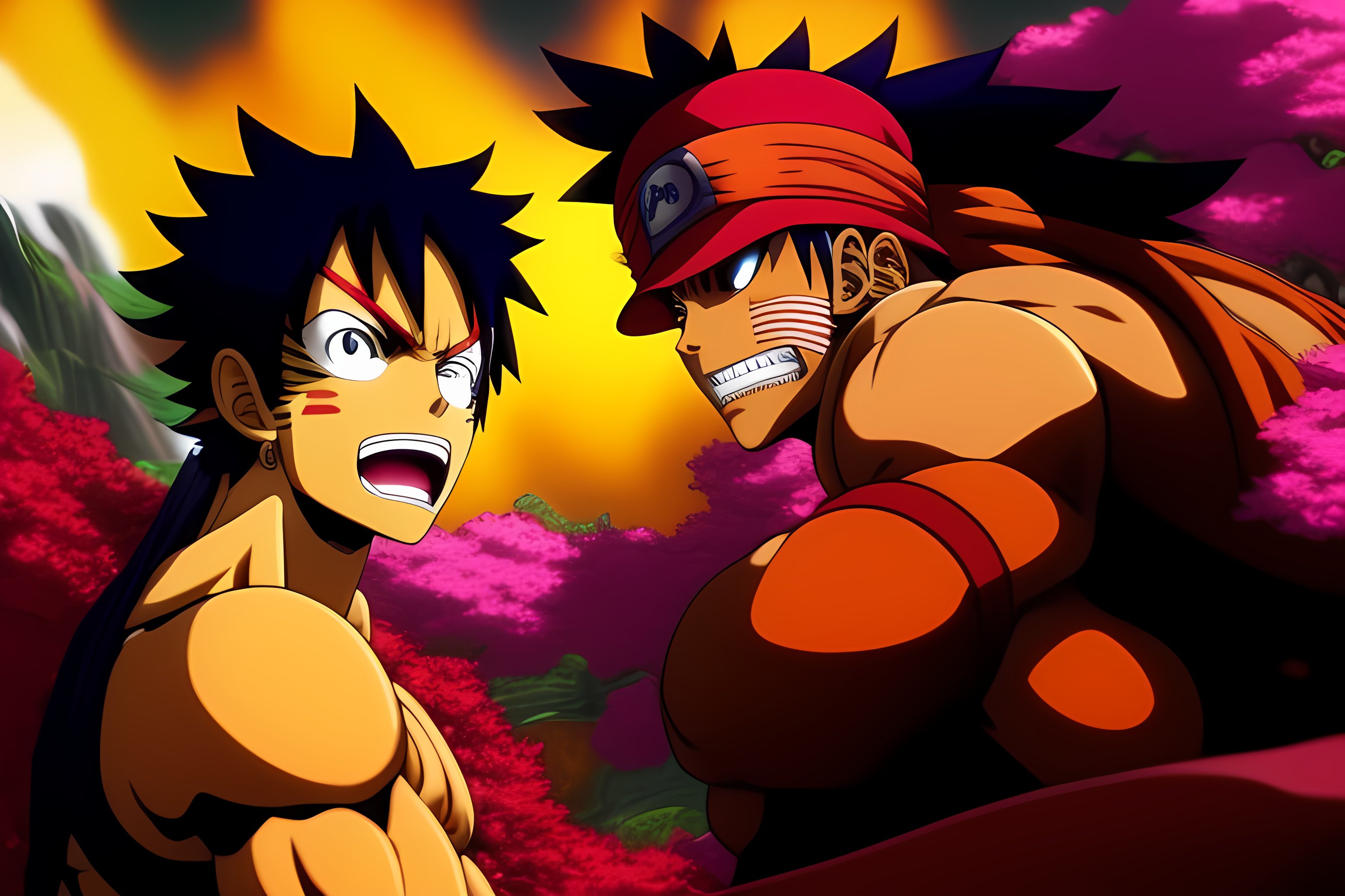 Lexica - Monkey d.luffy lutando contra naruto uzumaki em um rio