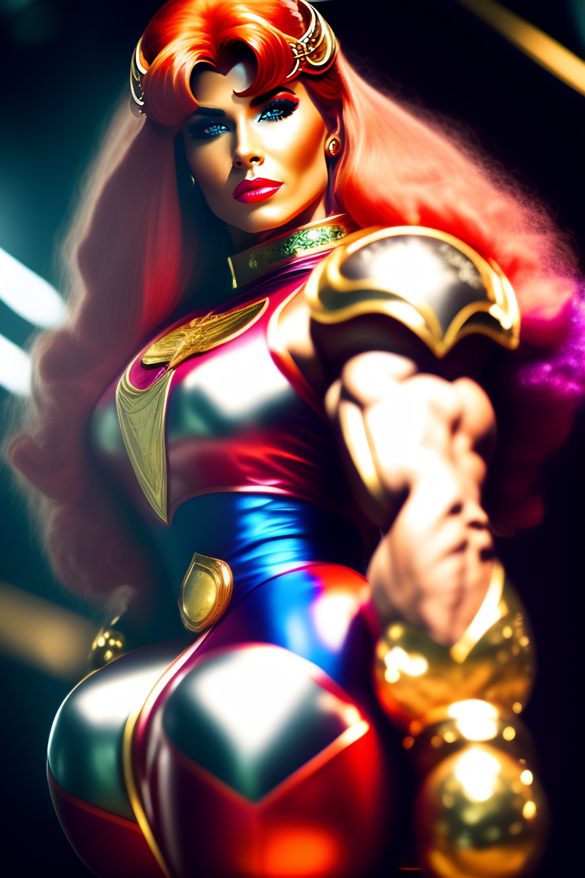 Lexica - Photo of a muscular woman cosplaying as sailor moon