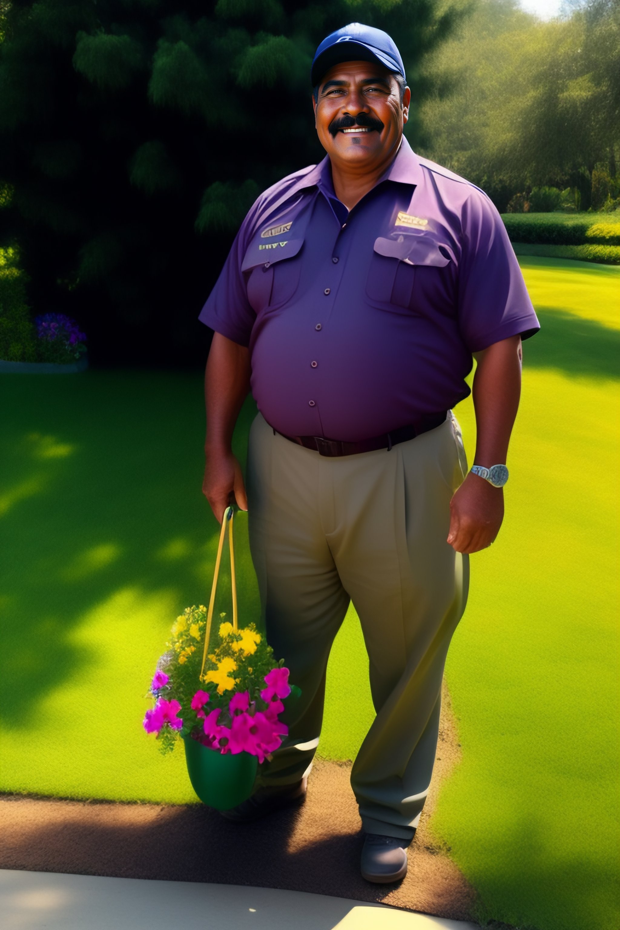 Lexica Smiling hispanic uncle gardener