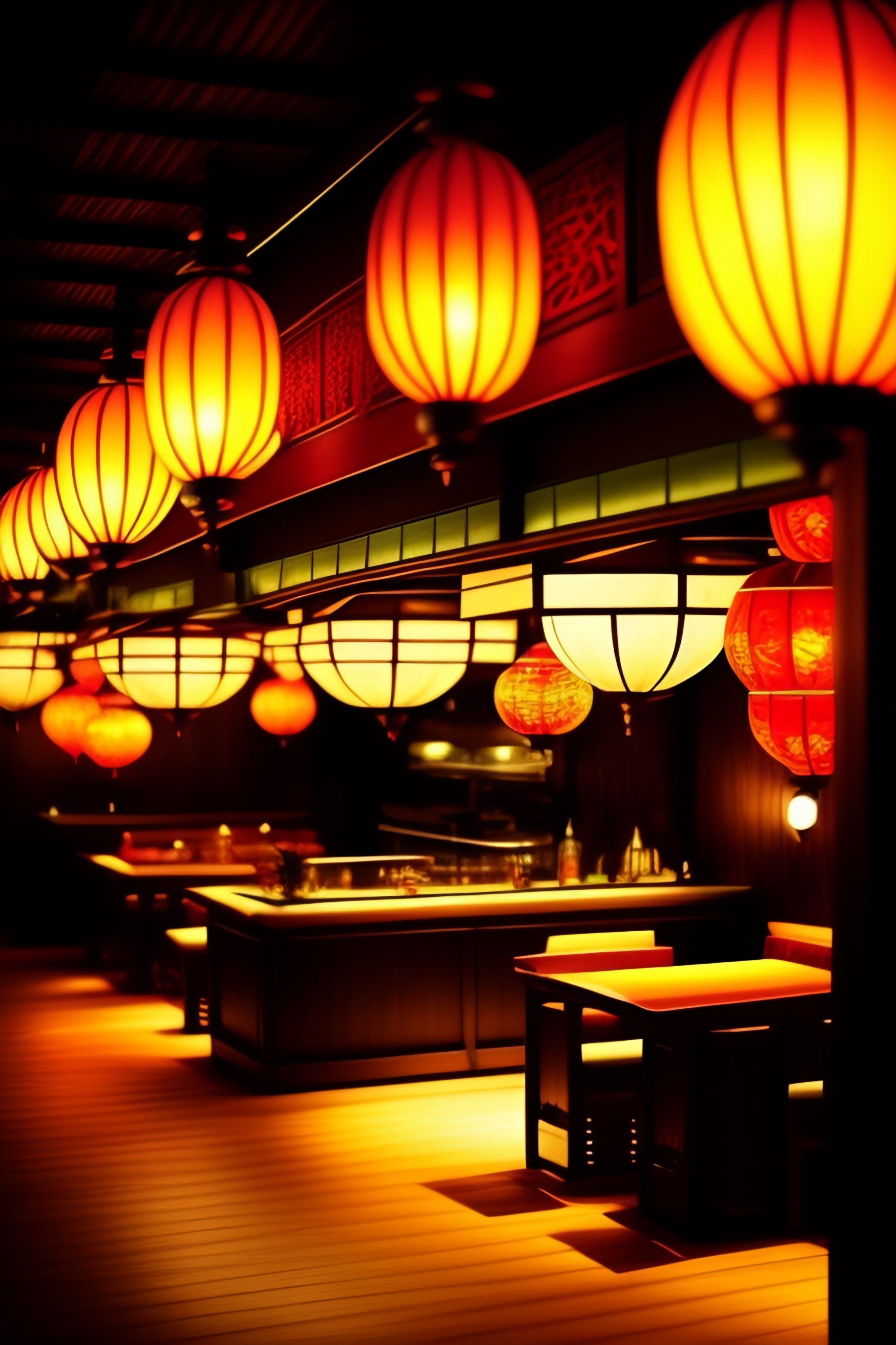 Lexica - An image of a restaurant or kitchen with an Asian-inspired ...