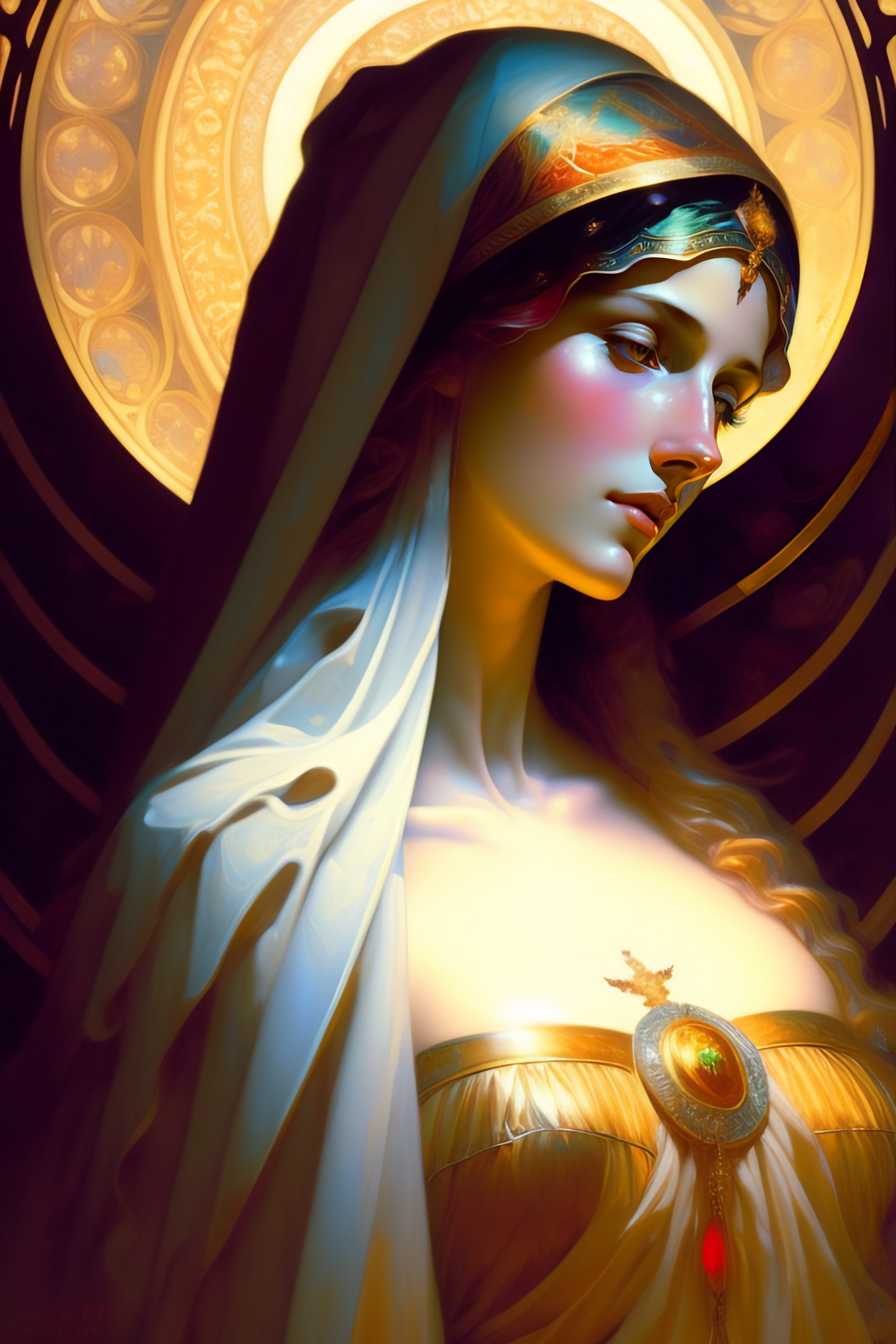 Lexica By Greg Rutkowski E Alphonse Mucha Virgin Mary