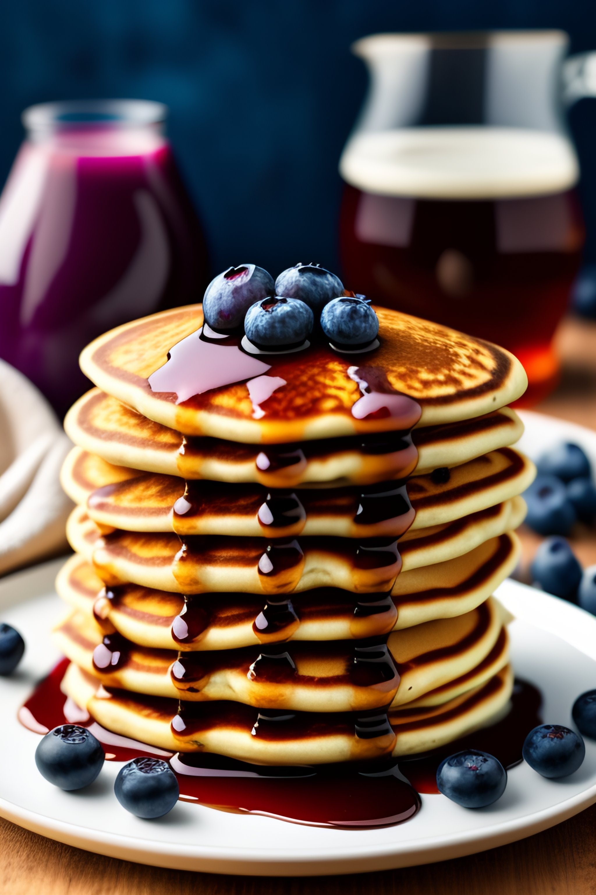 Lexica - A stack of blueberry pancakes, food photography