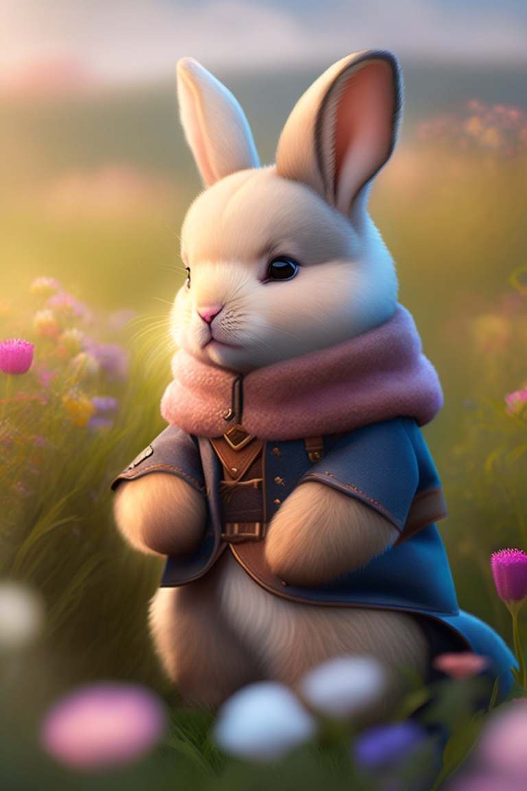 Lexica - Anthropomorphic Fluffy Bunny wearing a adventurer outfit :: A ...