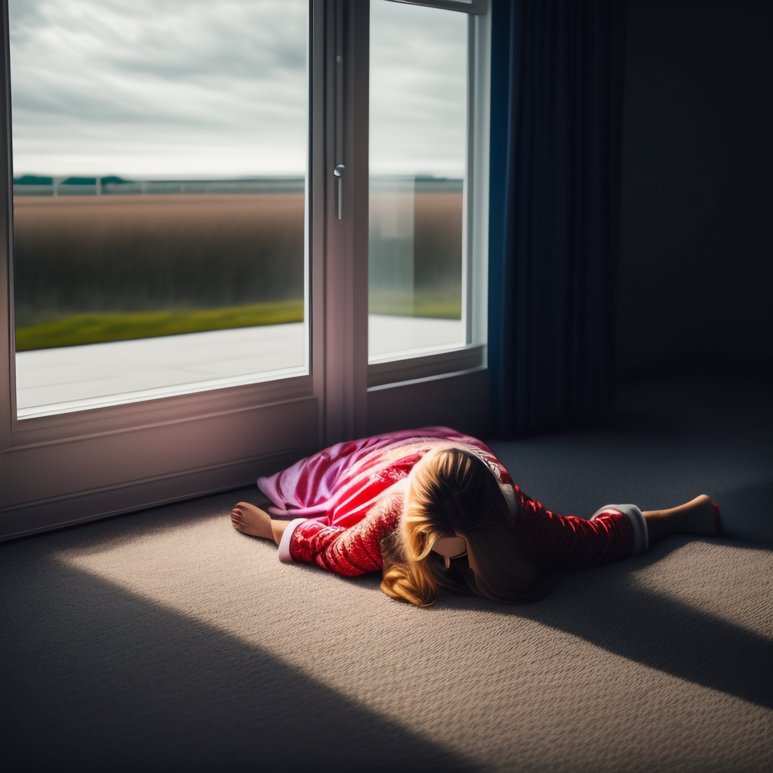 Lexica - A woman in pajamas falls to the ground