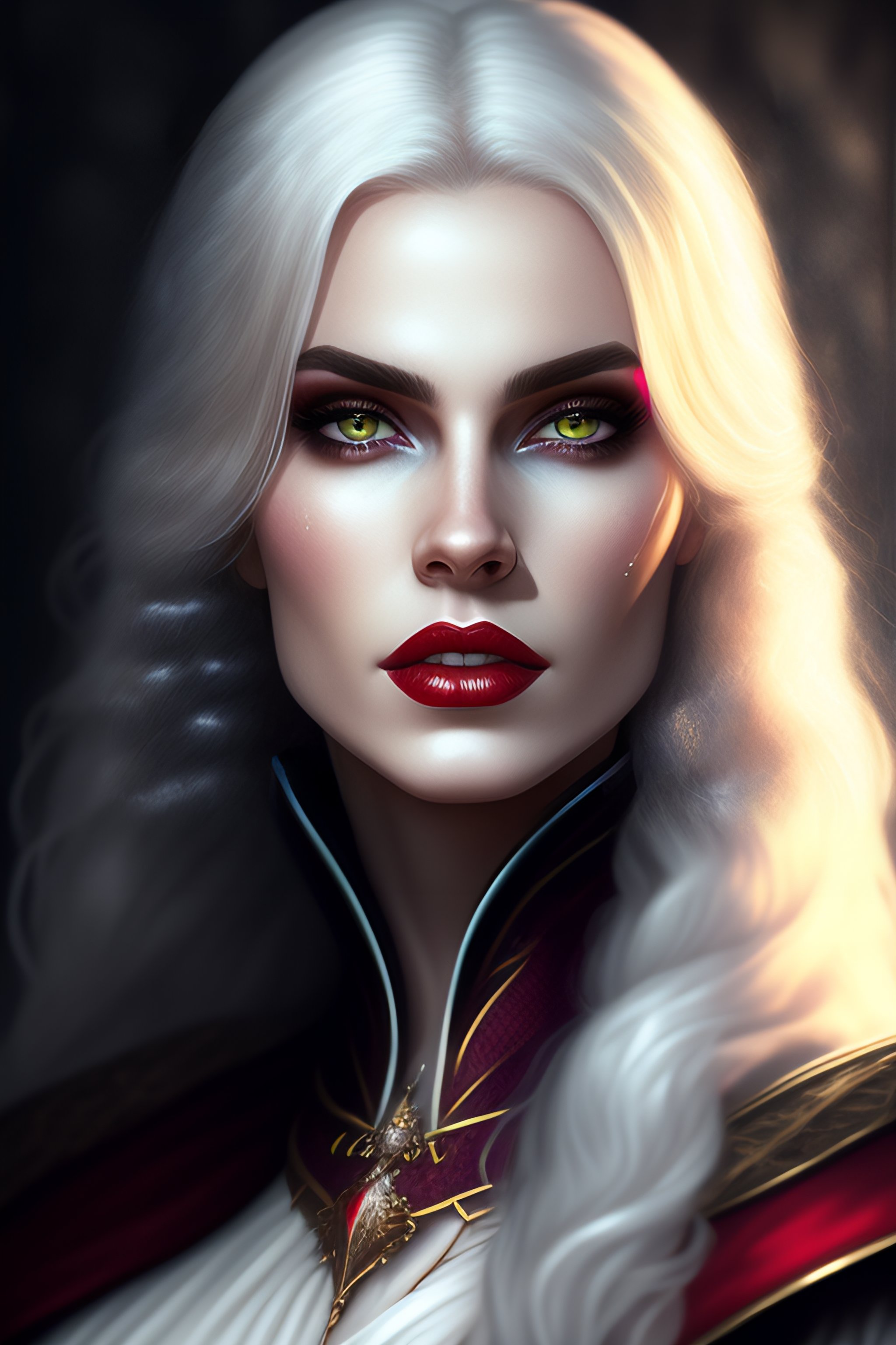 Lexica Female vampire, dark fantasy, dnd portrait, pale skin, dark