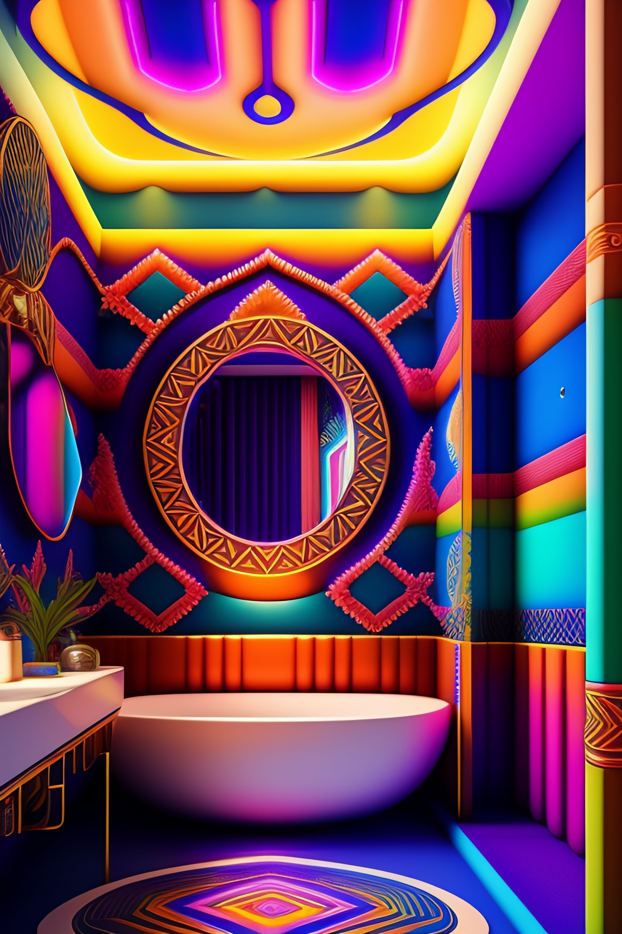 Gallery Detail: Lexica The Most Psychedelic Geometric Patterned Bathroom Imaginable Intricate Textures