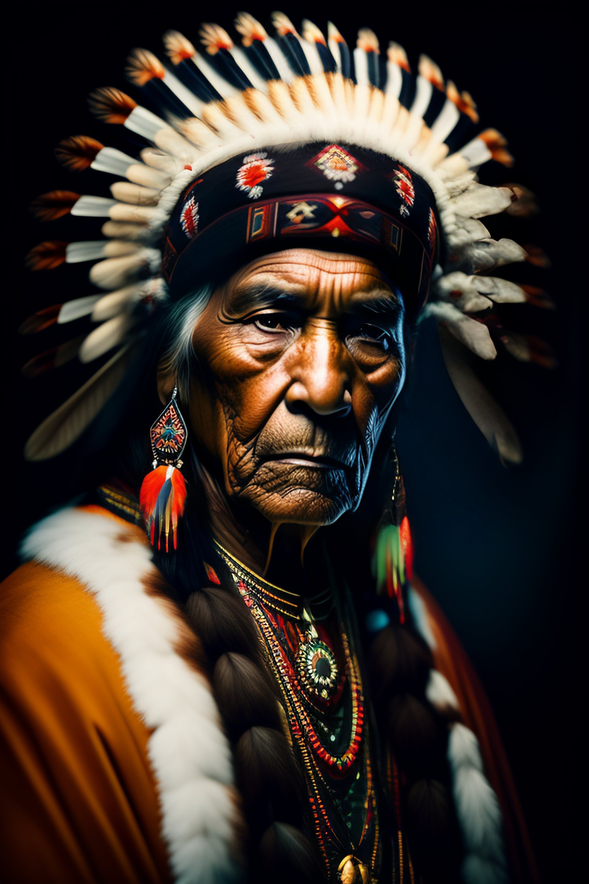 Lexica - Stoic native american elder in a rembrandt style with ...