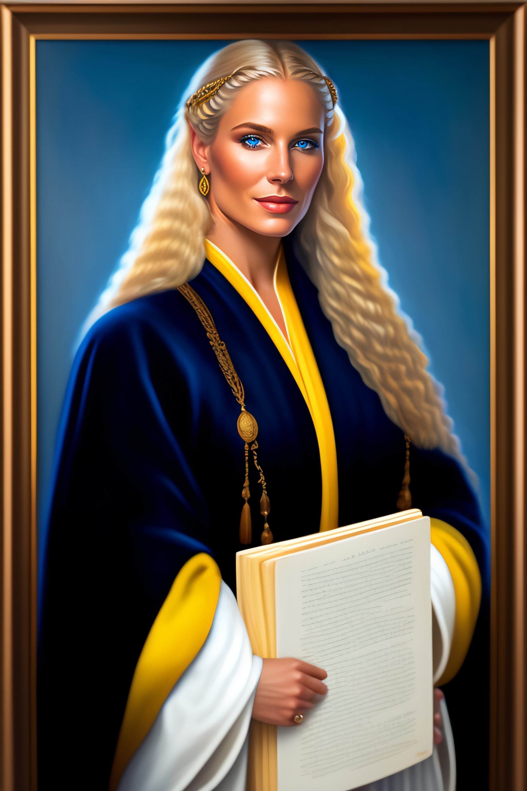 Lexica - A portrait of a white woman, with long blonde hair in braids ...