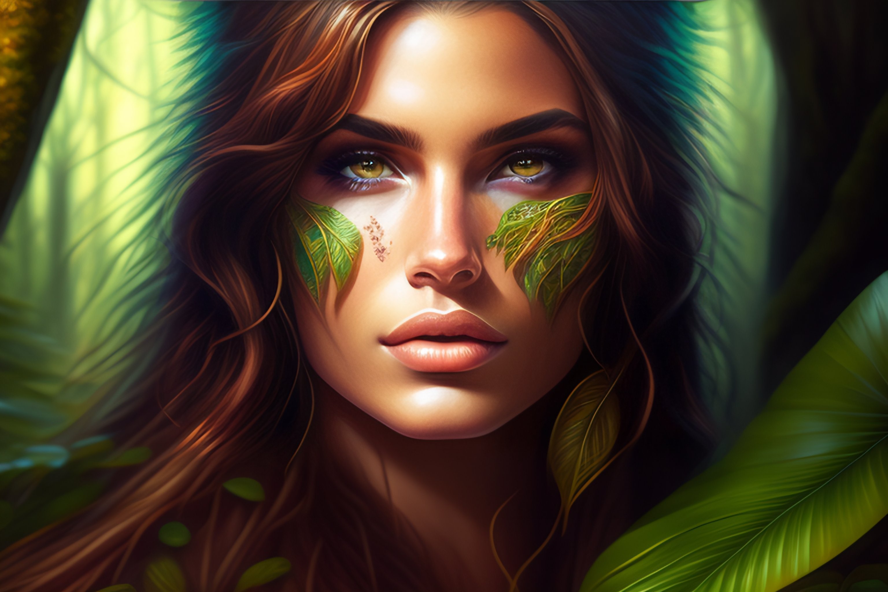 Lexica Woman, jungle face, vivid, intricate, highly detailed, smooth