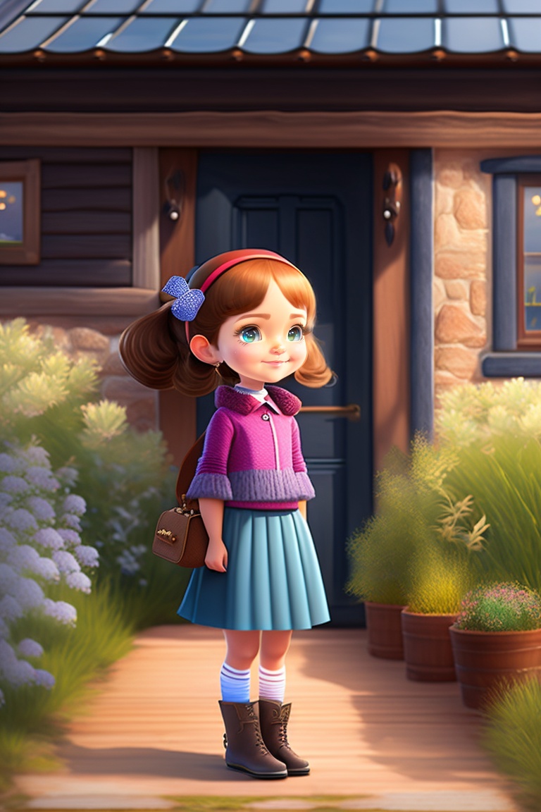 Lexica - Illustration: Lila, a curious and adventurous girl, stands ...