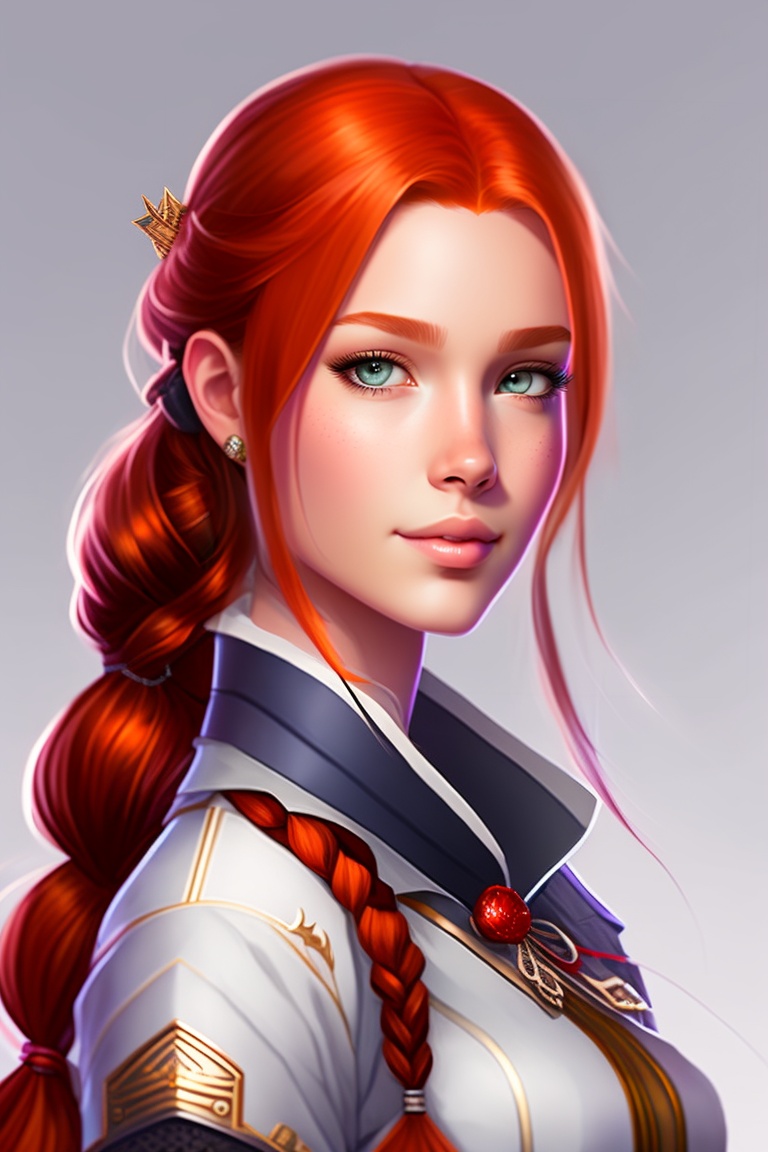 Lexica Young Girl With Red Hair Braid Hairarcher Rpg Dandd Lineart Portrait Fantasy 