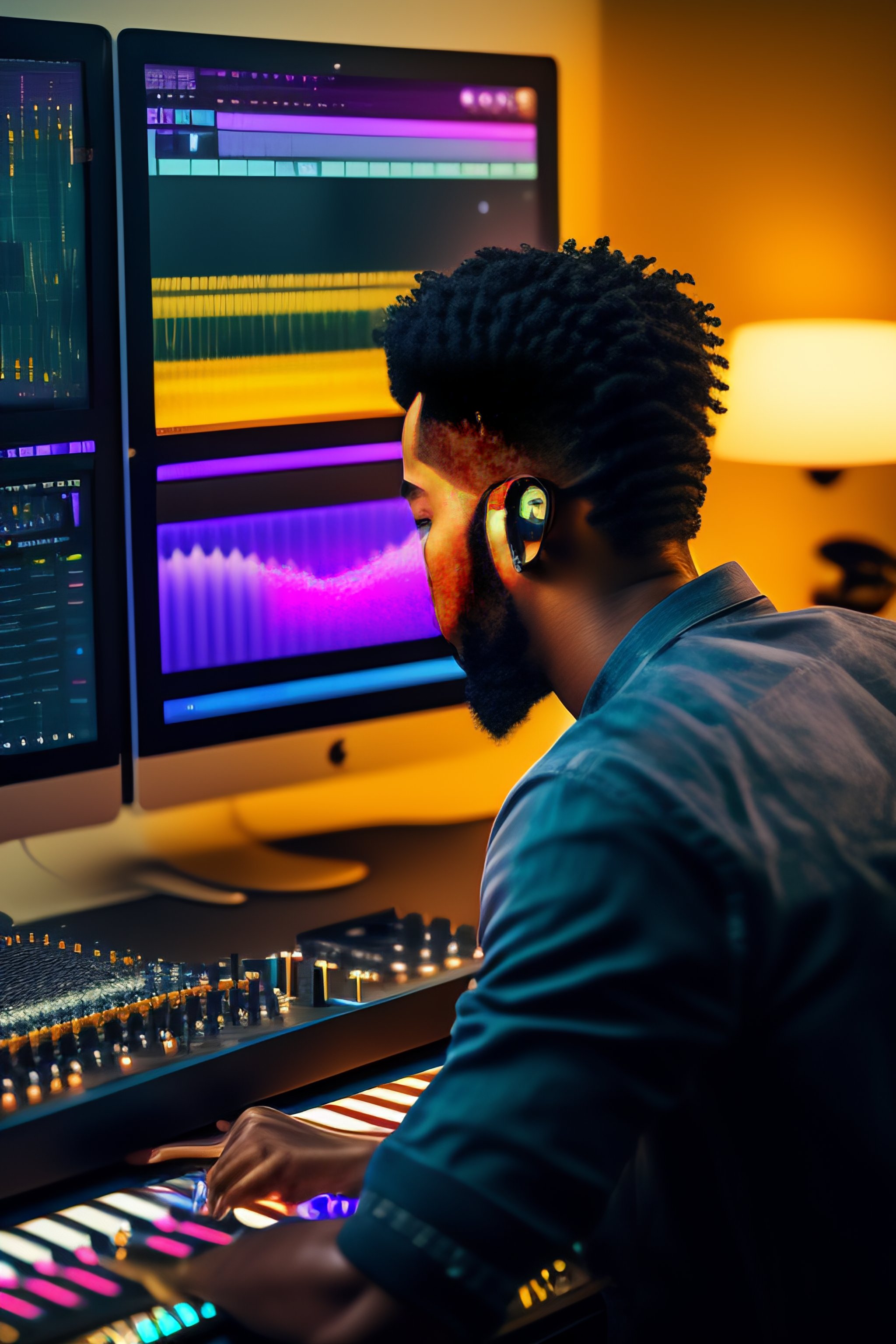 Lexica - Portrait of a man creating music in a computer using Ableton Live