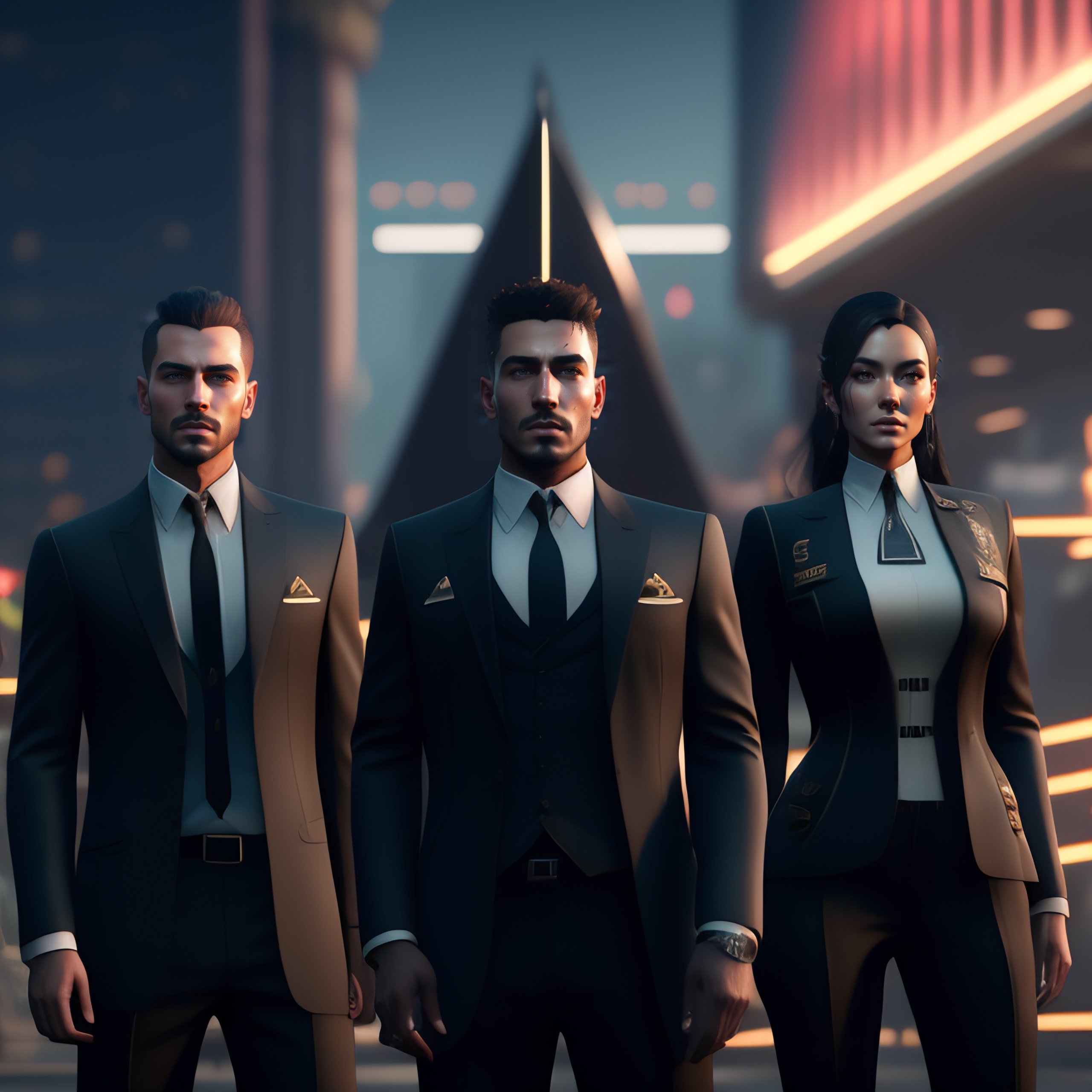 Lexica - A group of Call Of Duty wearing black suits posing for a group ...