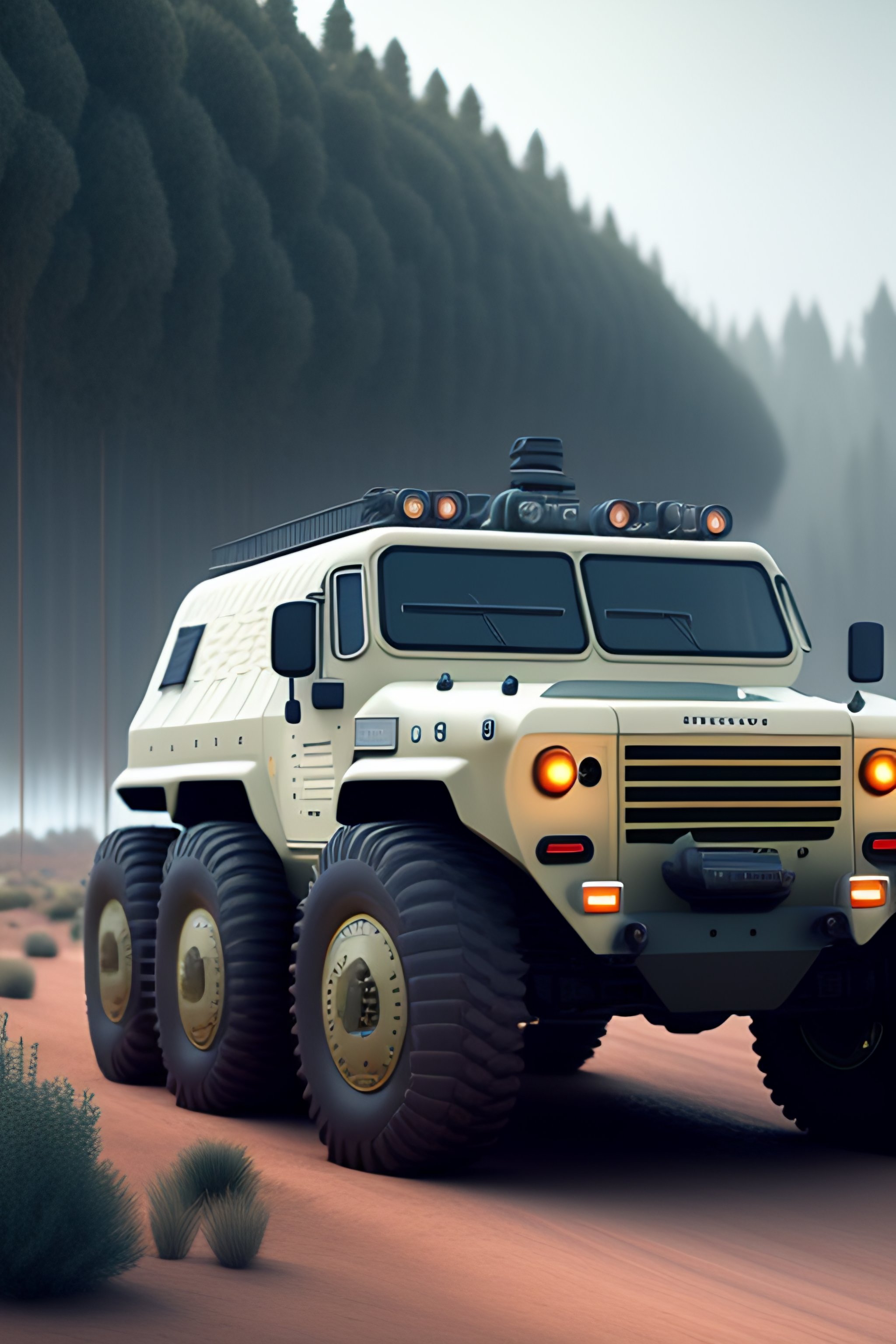 Lexica - Simon stalenhag,8k resoultion,hyper realstic , white humvee