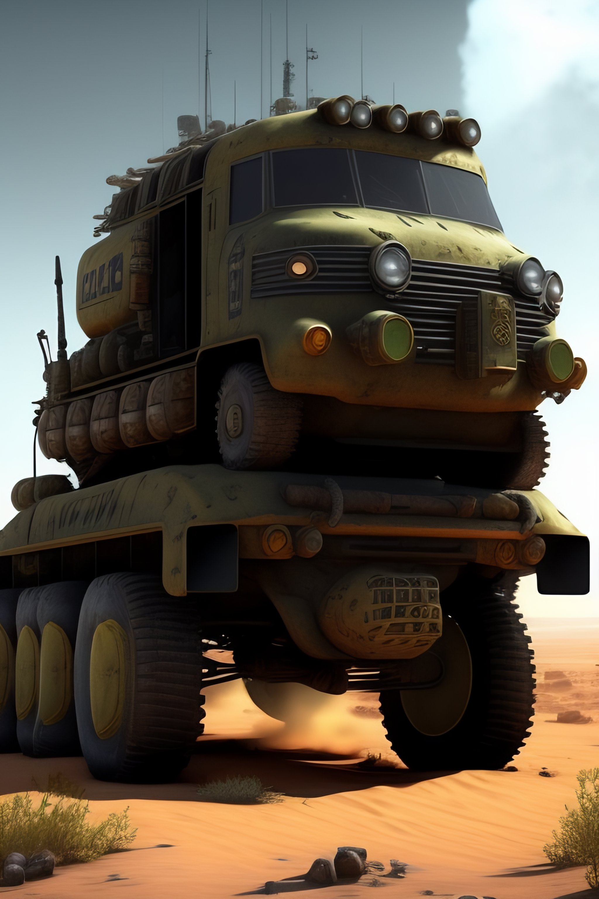 Lexica - A post-apocalyptic APC in the style of fallout in the style of ...