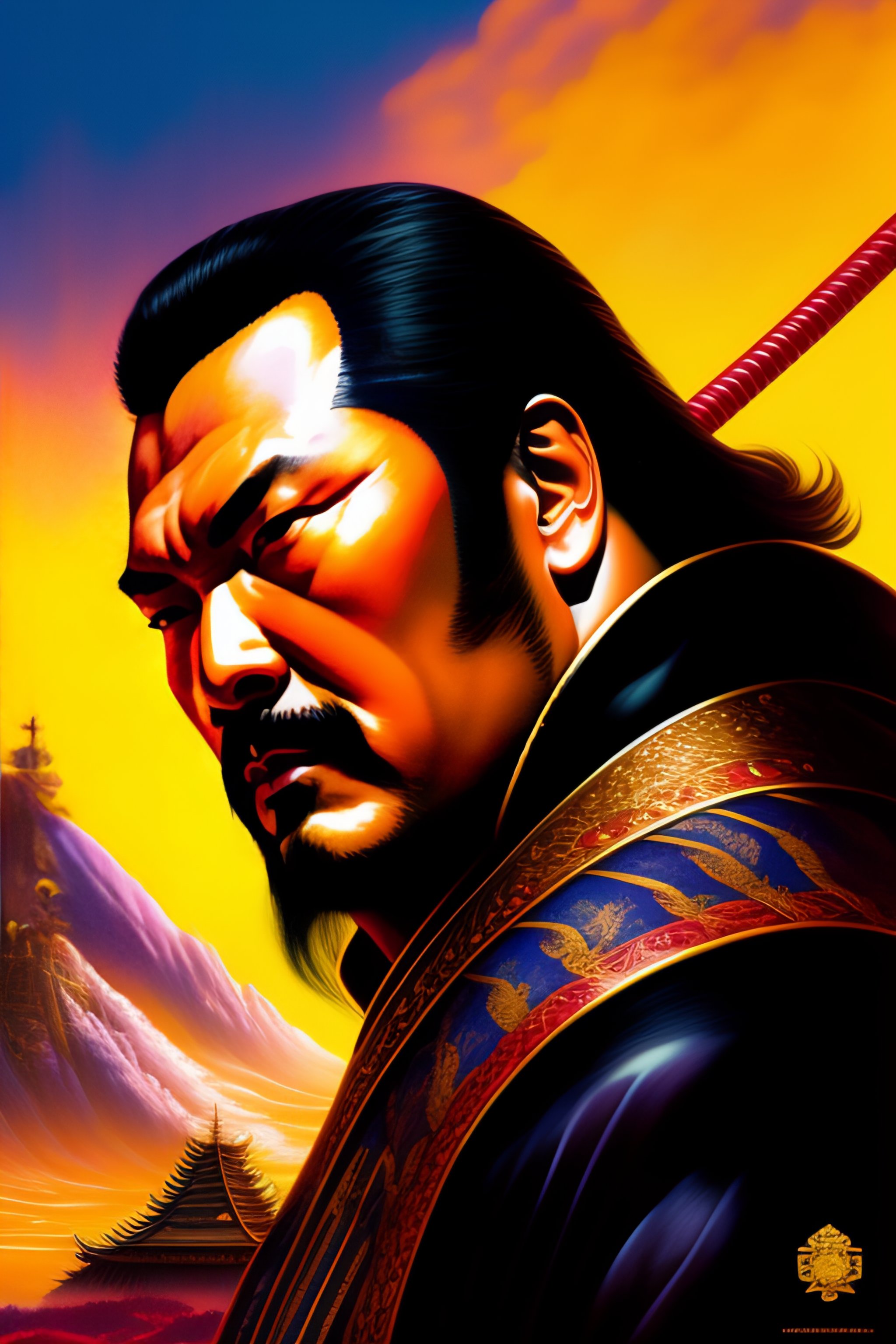 Lexica - Poster of steven seagal as a samurai, by yoichi hatakenaka ...