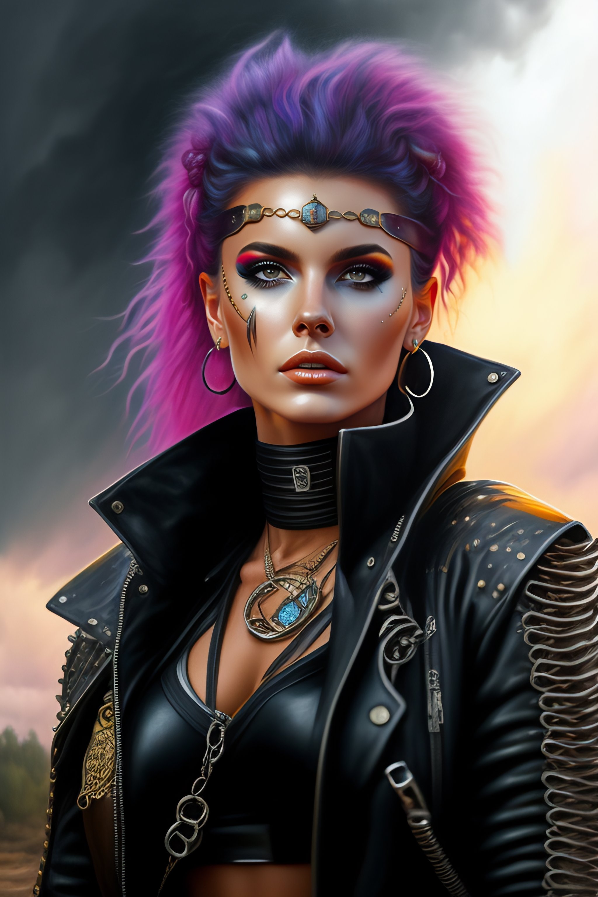 Lexica - @carolgbd as a cute punk scull girl, mad max jacket ...