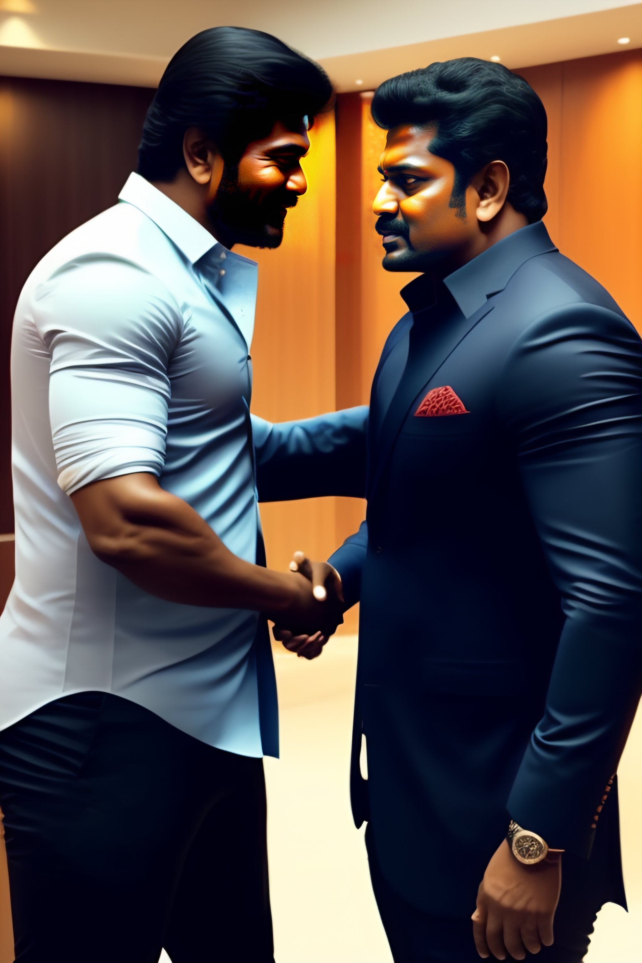 Lexica Tamil actor vijay handshake with tamil actor ajith kumar