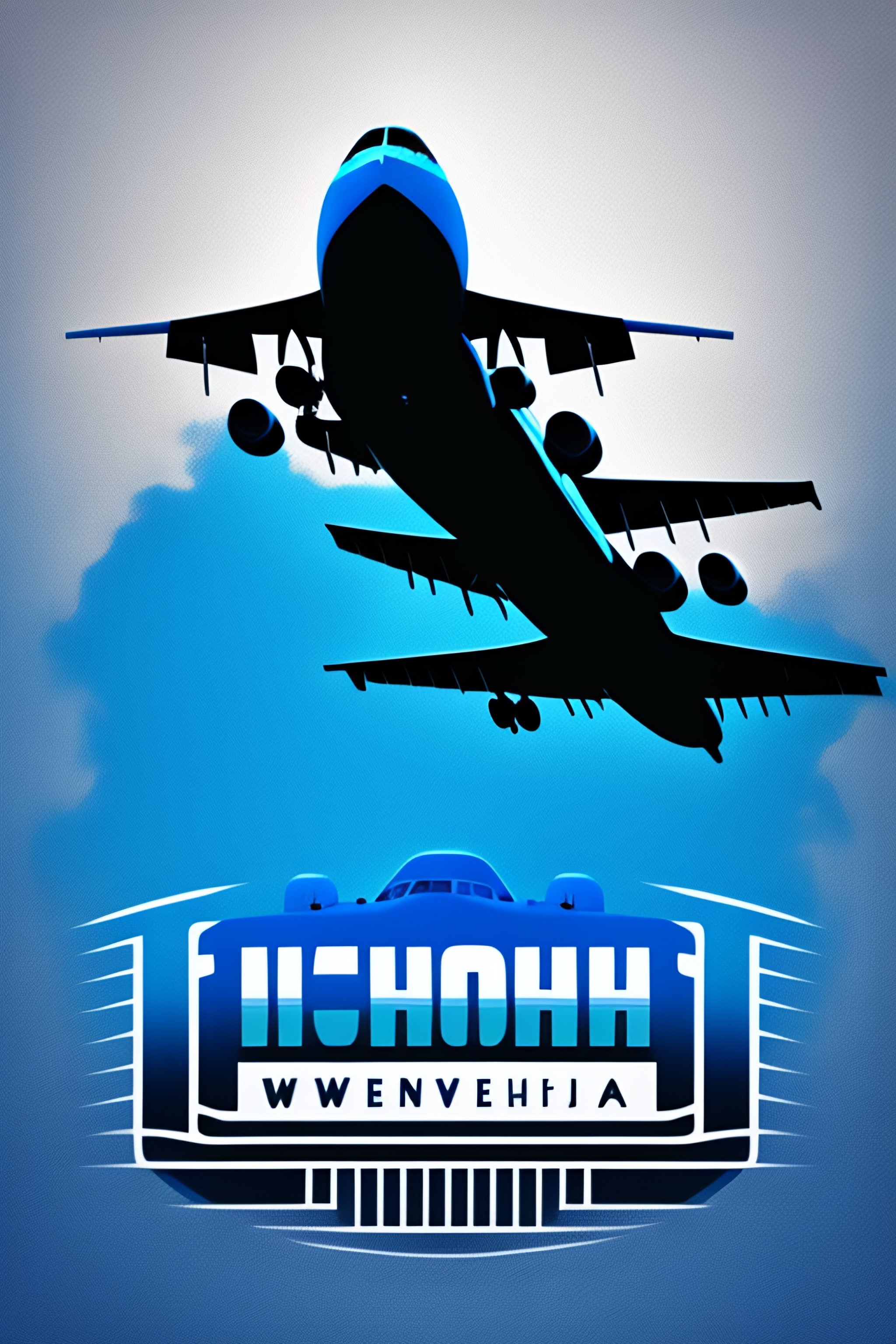 Lexica Logo Plane Private Jet Monochrome Vector Design 2D Blue 