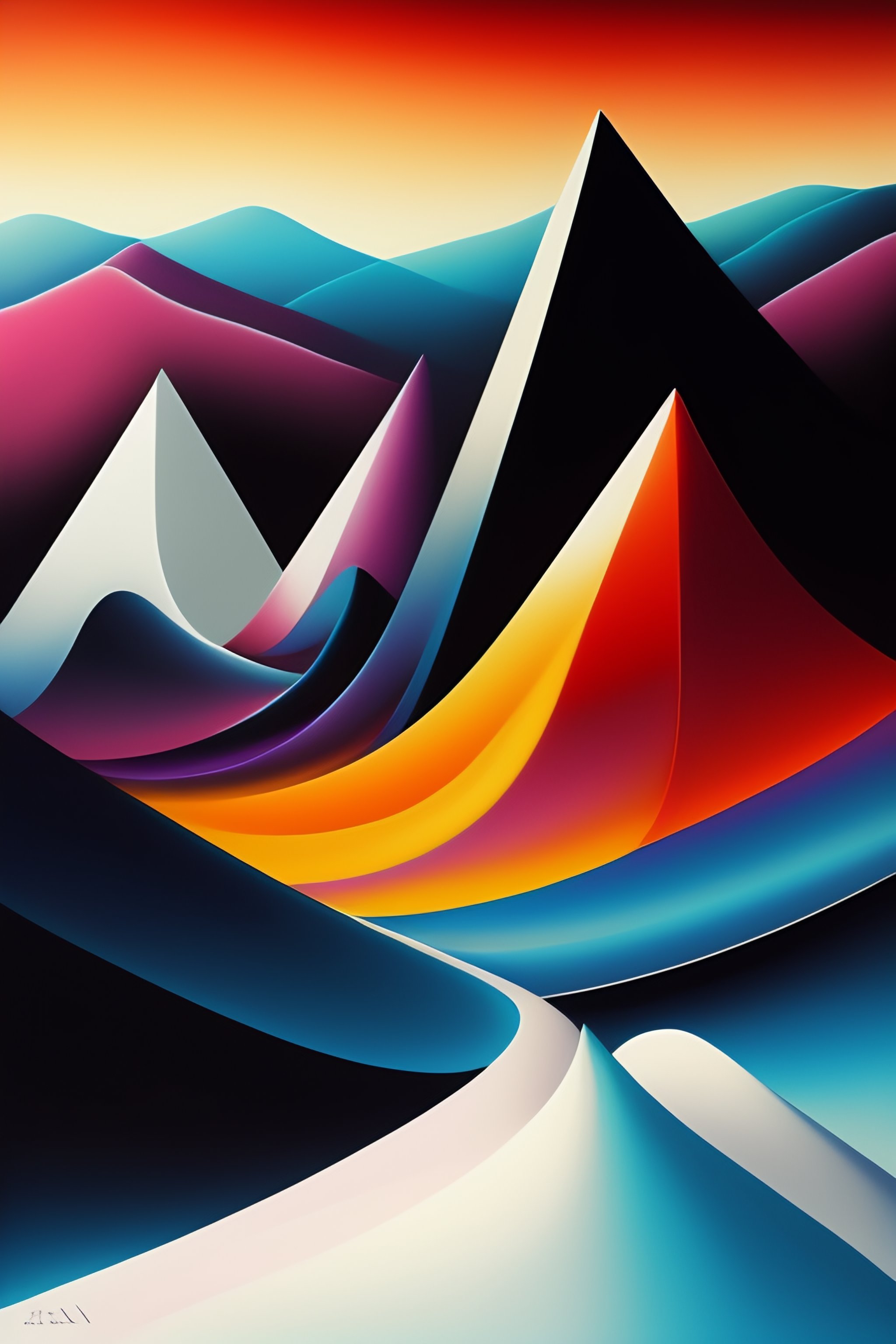 Lexica - Abstract painting oil, geometrical abstract art, mountains art ...