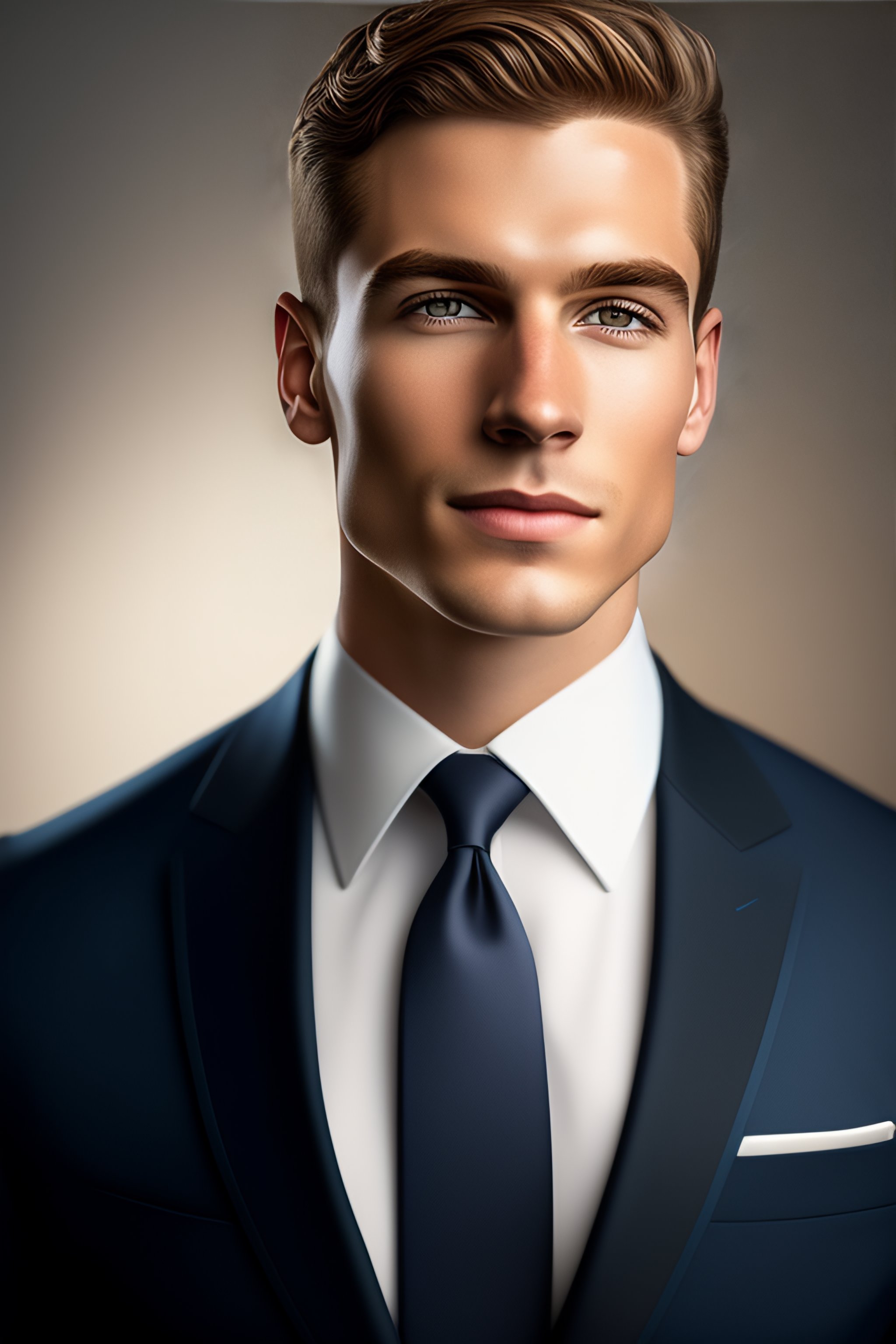 Lexica Photorealistic portrait of a young white male in a suit