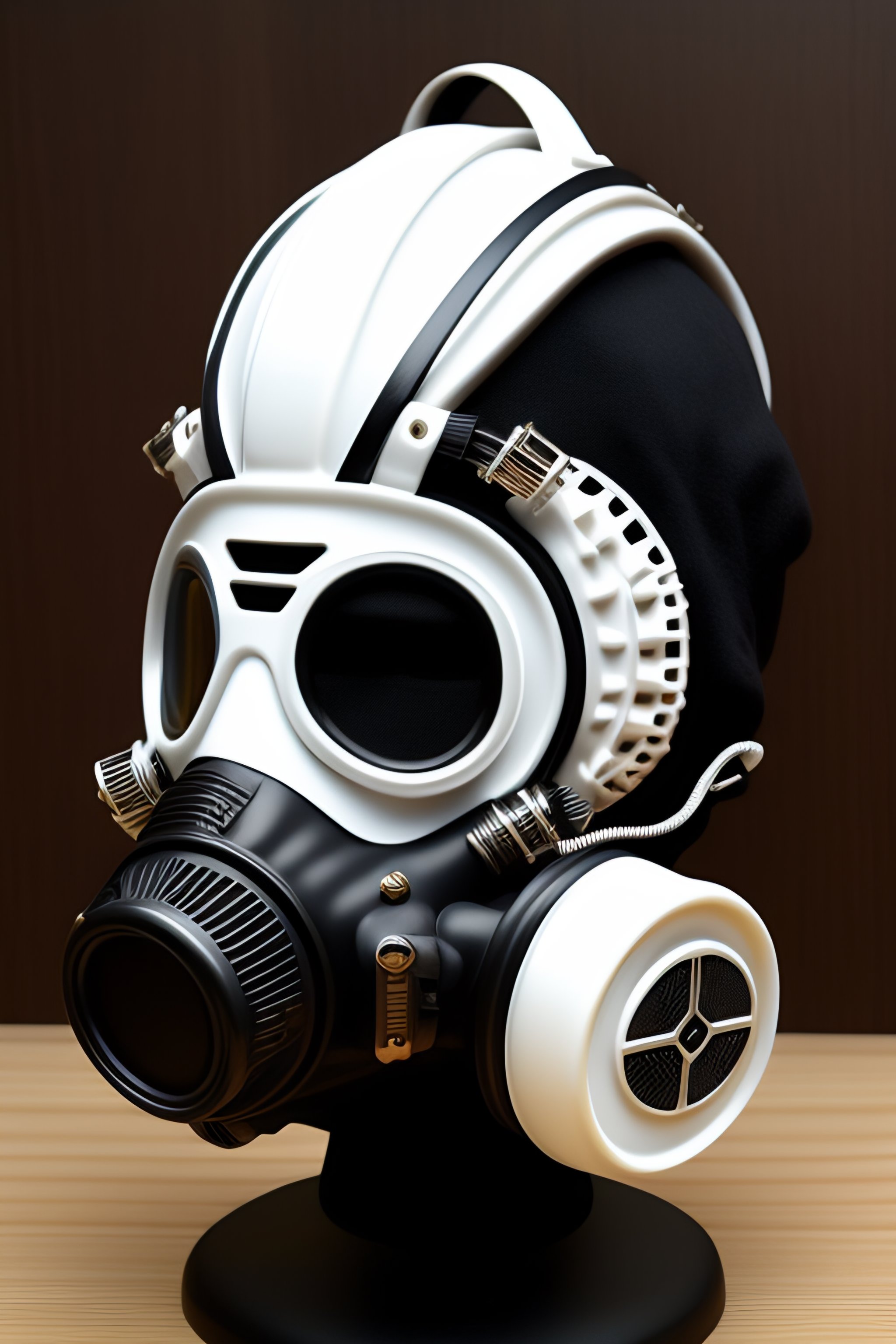 Lexica Oni Cyberpunk Gas Mask White And Black Intricate Details Gaudi 6887