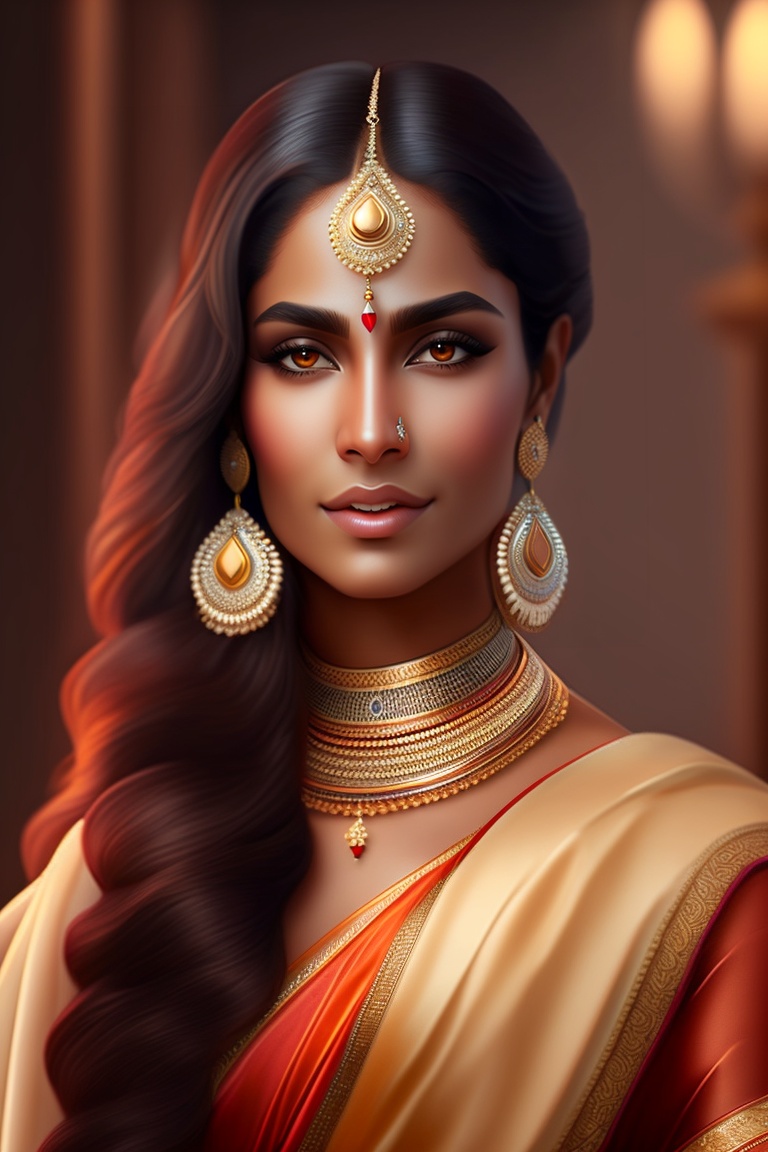 Lexica - Indian lady warrior with white saree wear having white skin ...