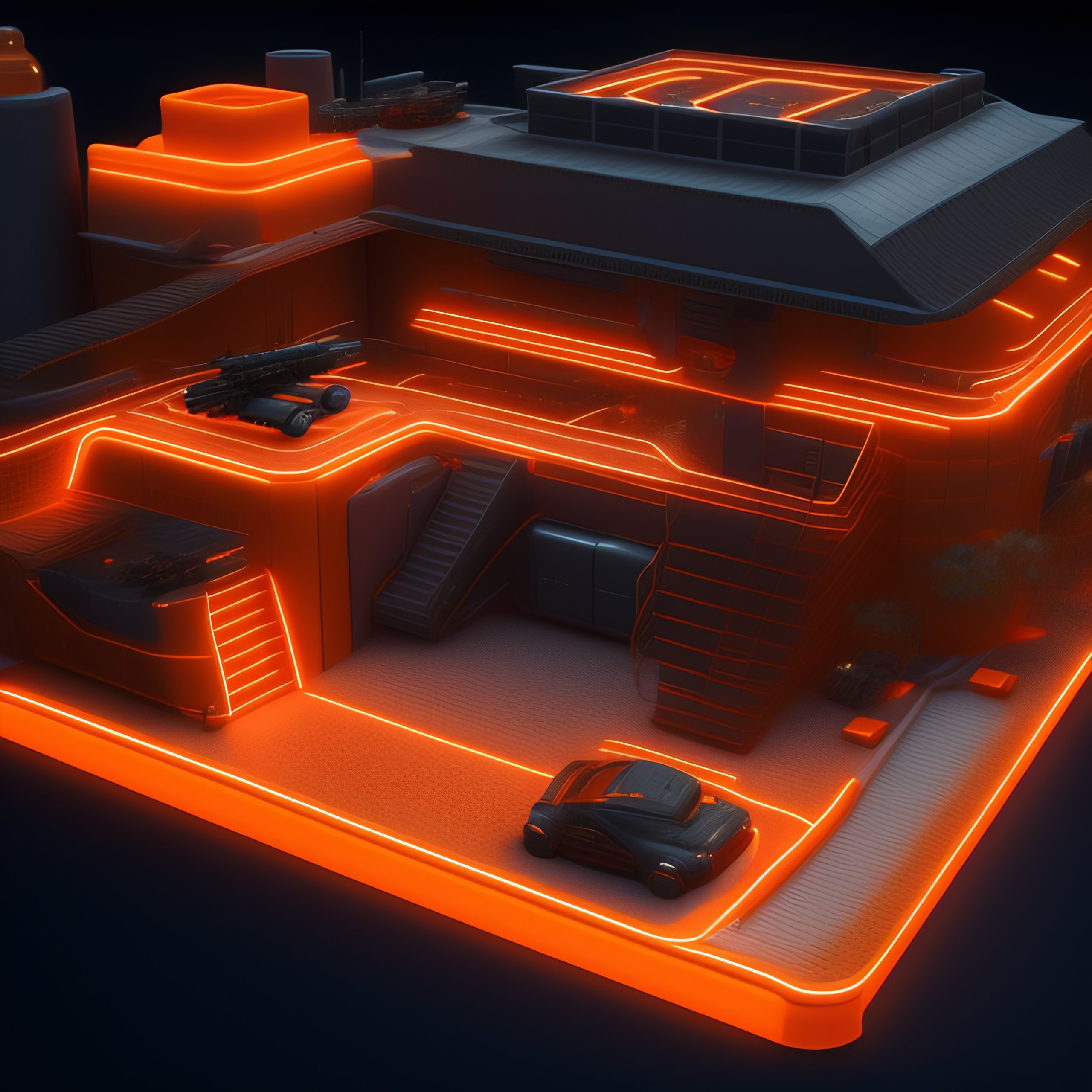 Lexica - CS-GO deluxe map, hollographic orange details color, Knolling ...