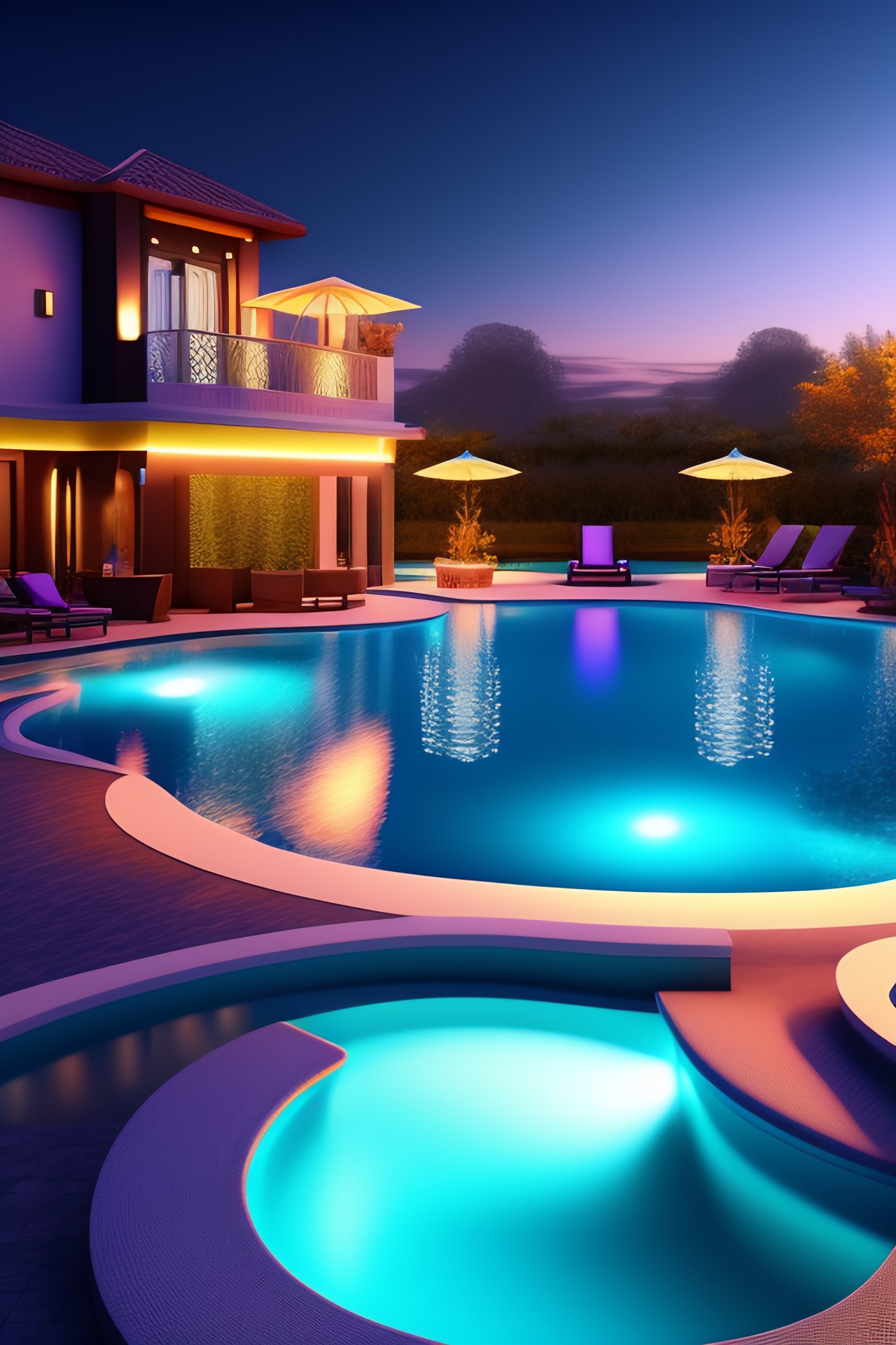Lexica - Swimming pool filled with women wearing colorful bikinis ...