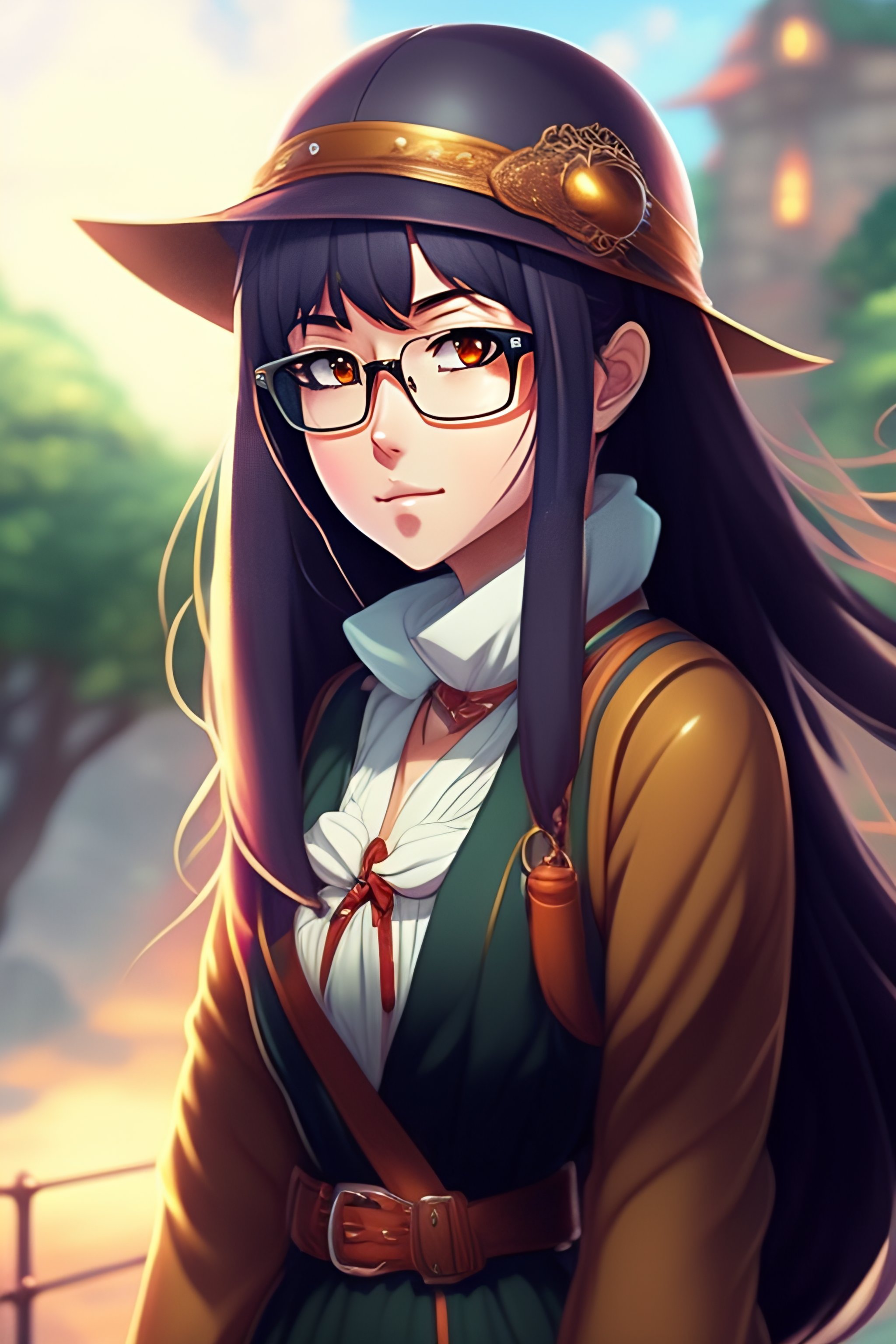 Lexica Girl, glasses, anime style, ghibli, medieval, rpg