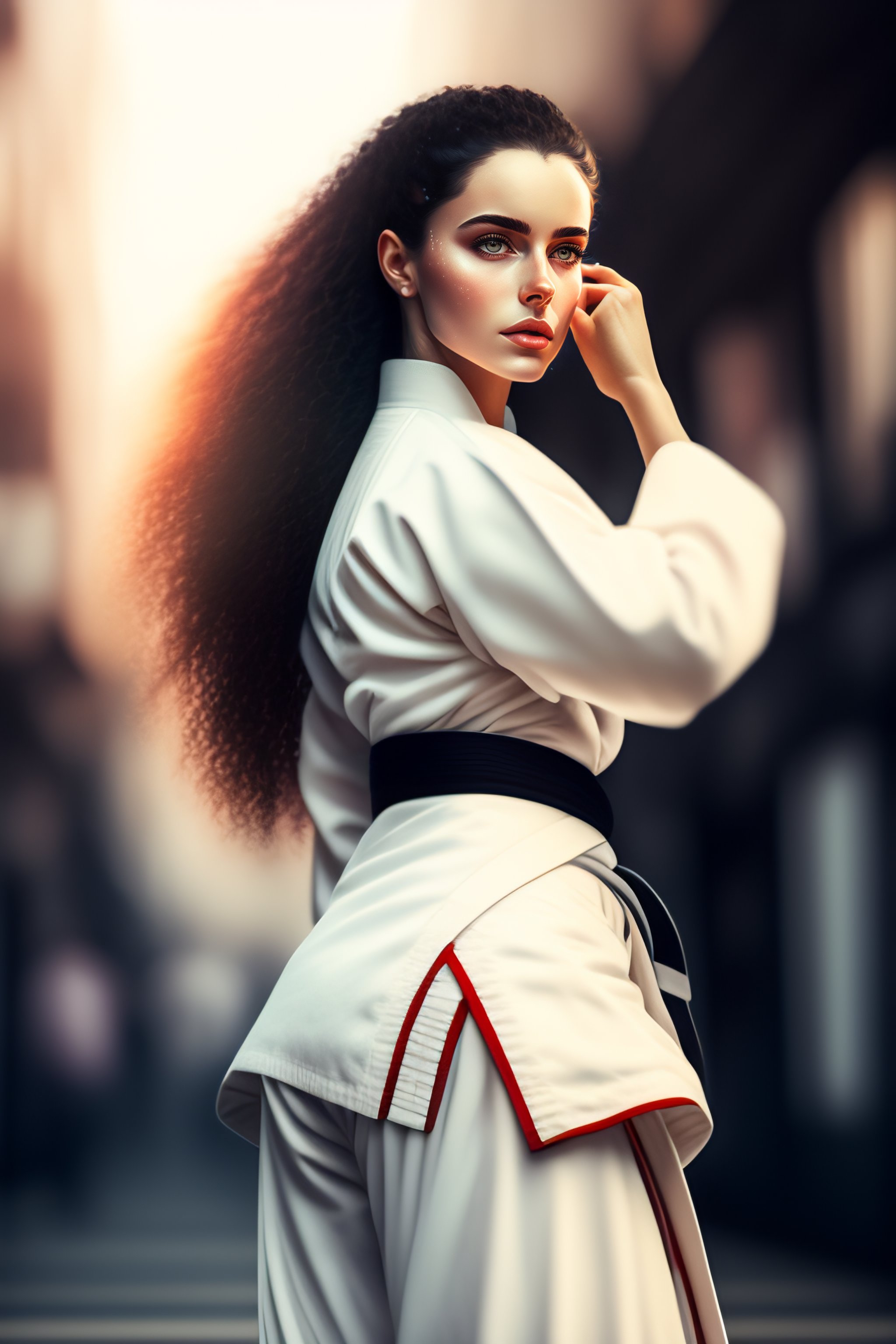 Lexica - Art of aikido girl, girl hitting the air, 20 years, white ...