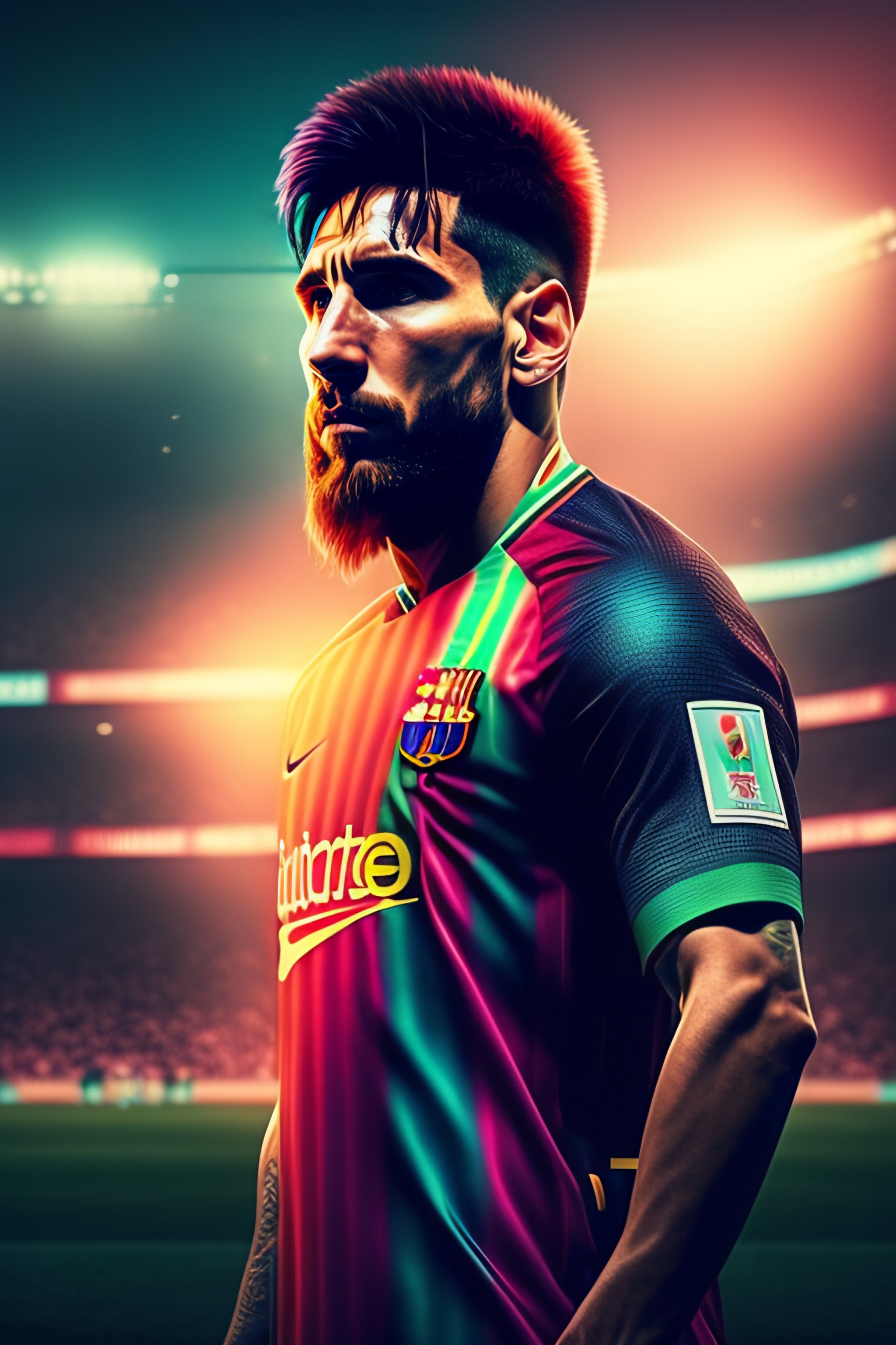 Lexica - Messi in Pakistan cyberpunk,football stadium