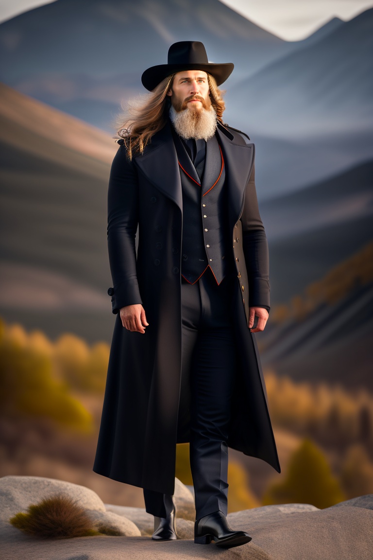 Man in black hat and trench coat on sale
