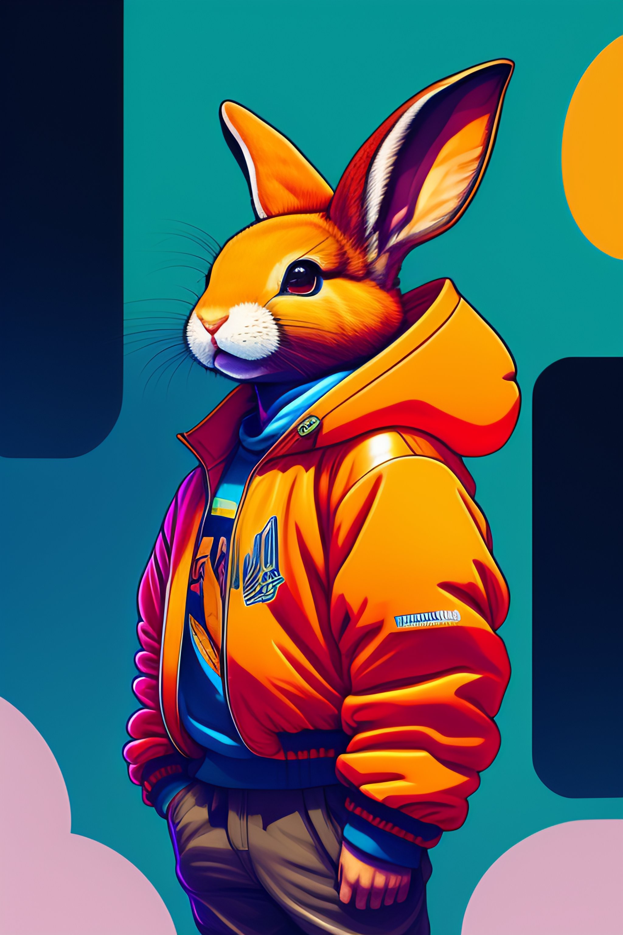 Lexica - Photo of fusion of a huge RABBIT IN HIP HOP STYLE CLOTHES ...