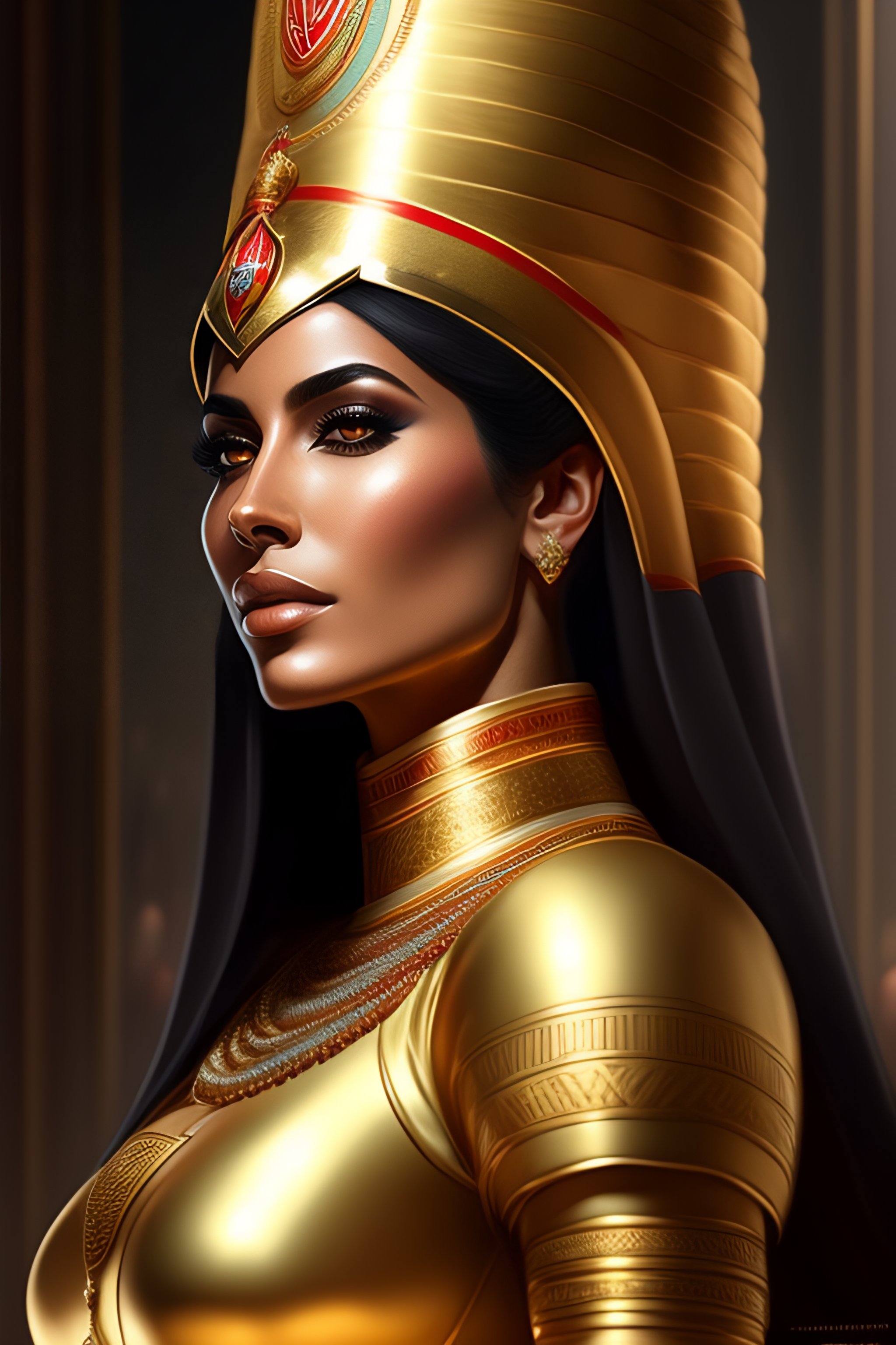 Lexica - Portrait of a egyptian queen, royal guard clothing, elegant ...