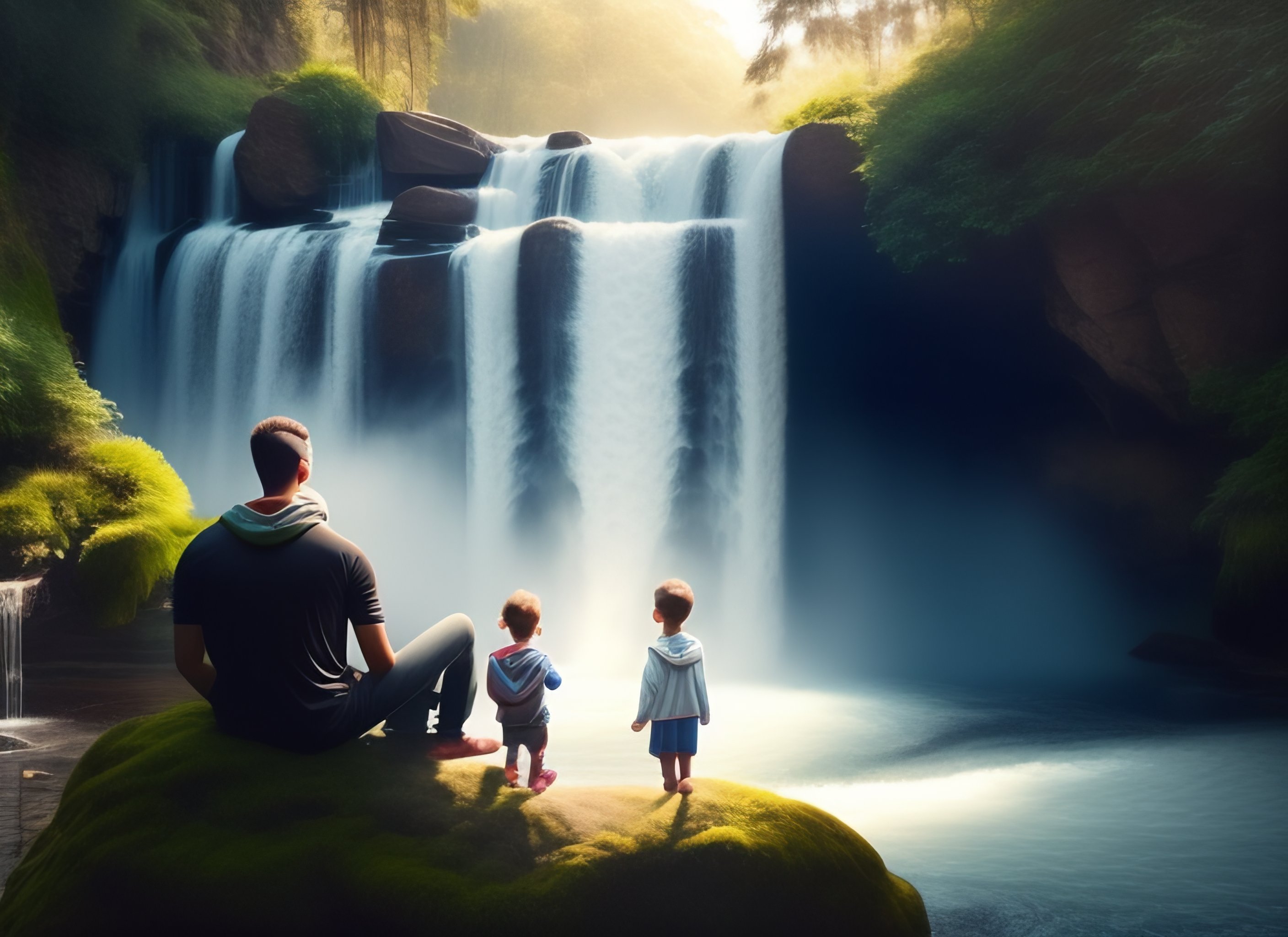 Lexica - Create an image with a man and a woman with children relaxing ...