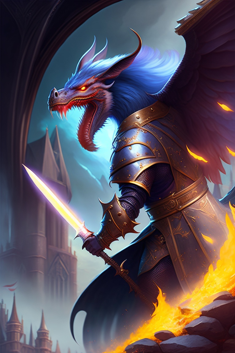 Lexica - A dark fantasy illustration of a magnificent knight fighting a ...