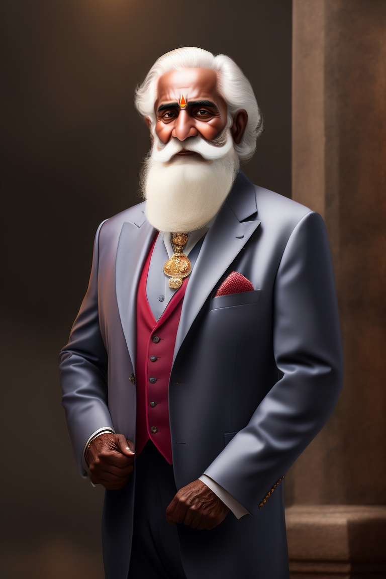 Lexica - Indian old man with suit, white beard