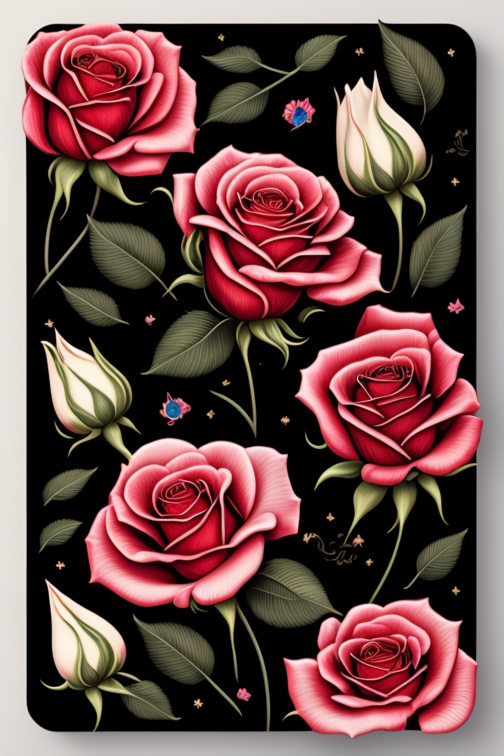 Lexica - Colorful, roses ,pale black paper, very detailed illustration,  sketch, concept art, ink outlines, smooth