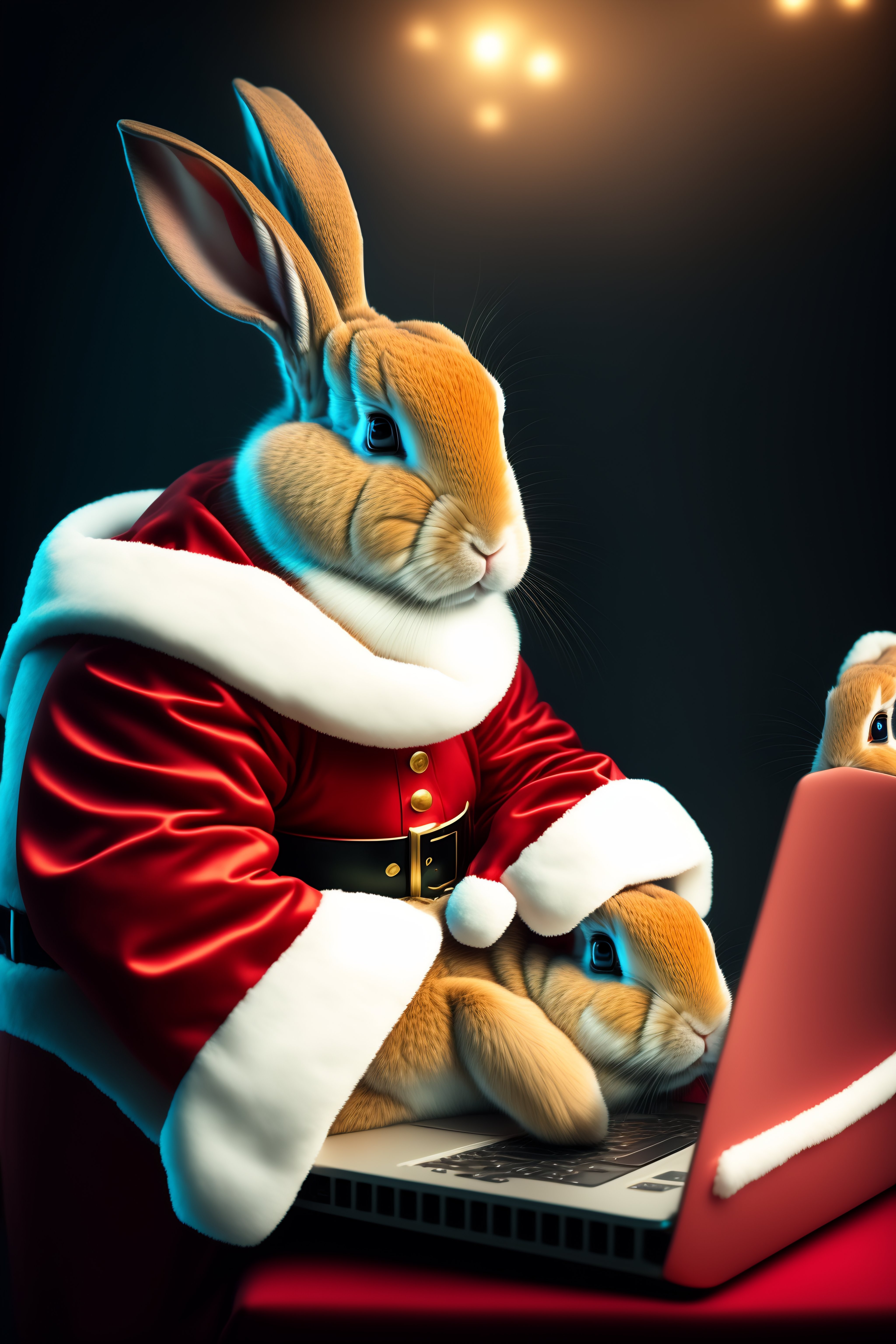 Lexica - Rabbit as santa claus working on laptop