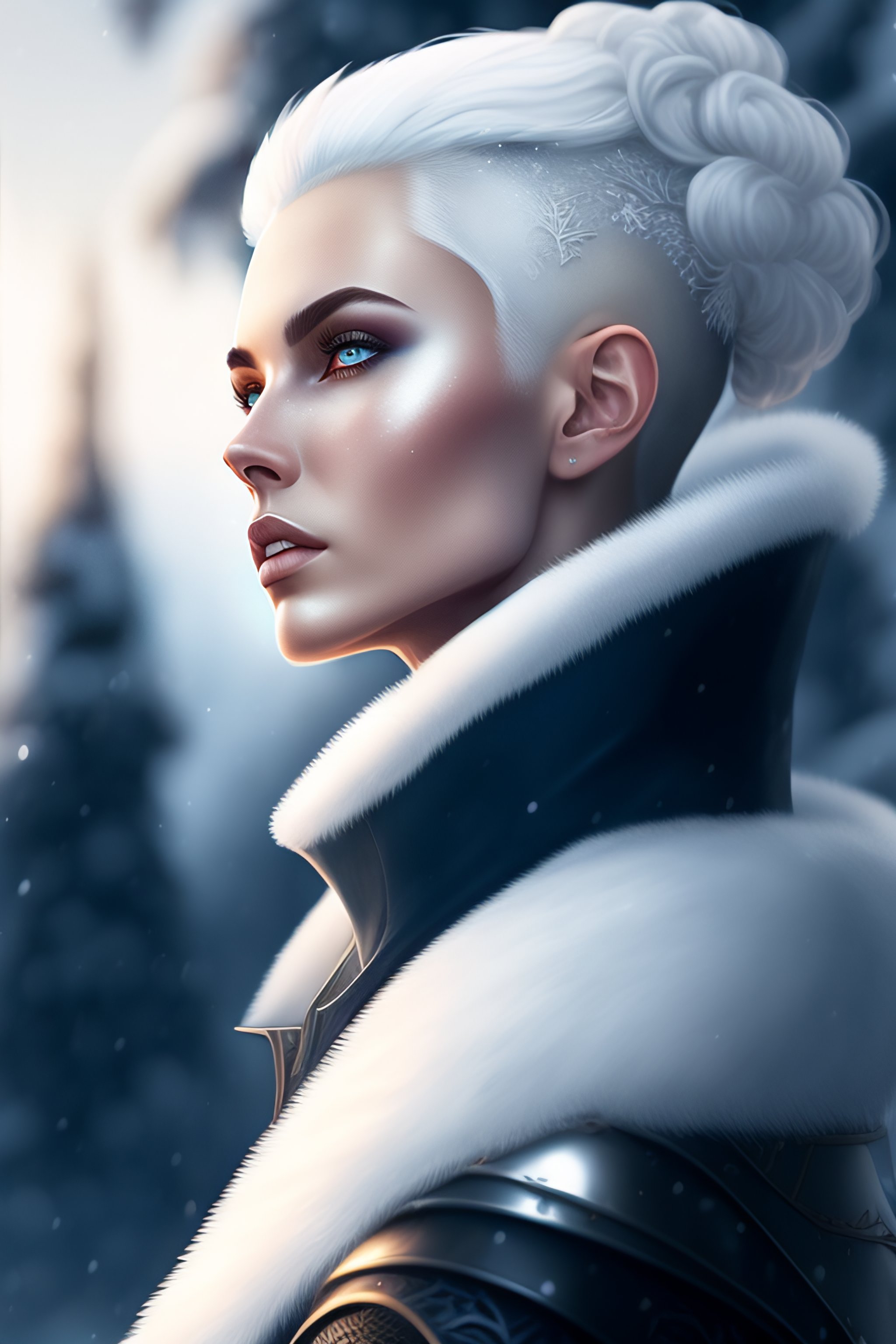 Lexica - A very detailed illustration of a white haired lady with buzz ...