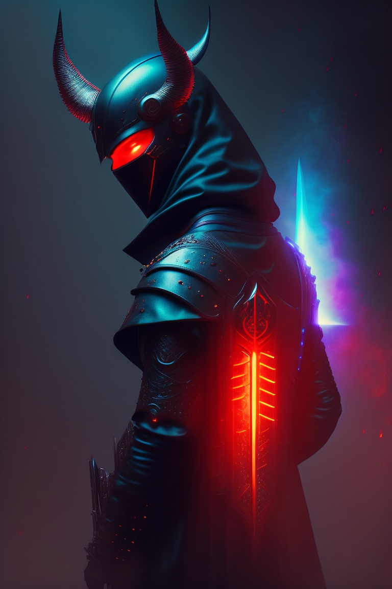 Lexica - A demon with an evil blade in a dark mirror labirint, fog ...