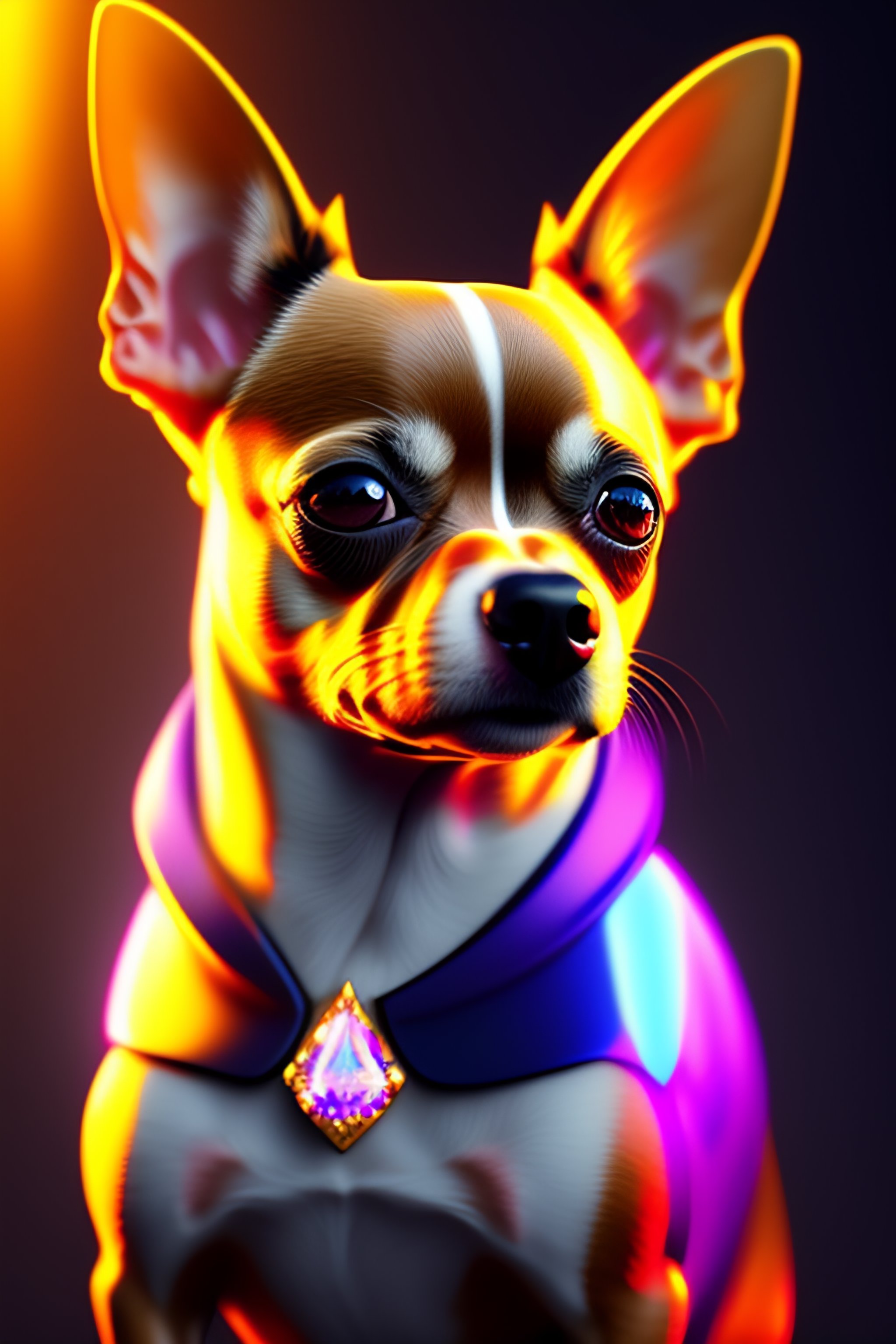 Lexica - A chihuahua made of crystal with low poly eye's surrounded by ...